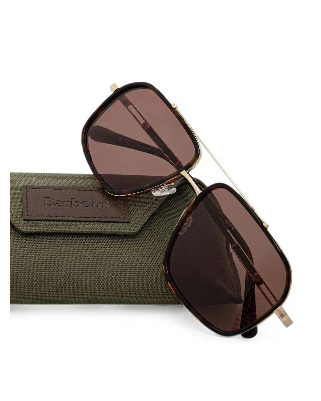 Barbour Brown Pilot-Frame Sunglasses