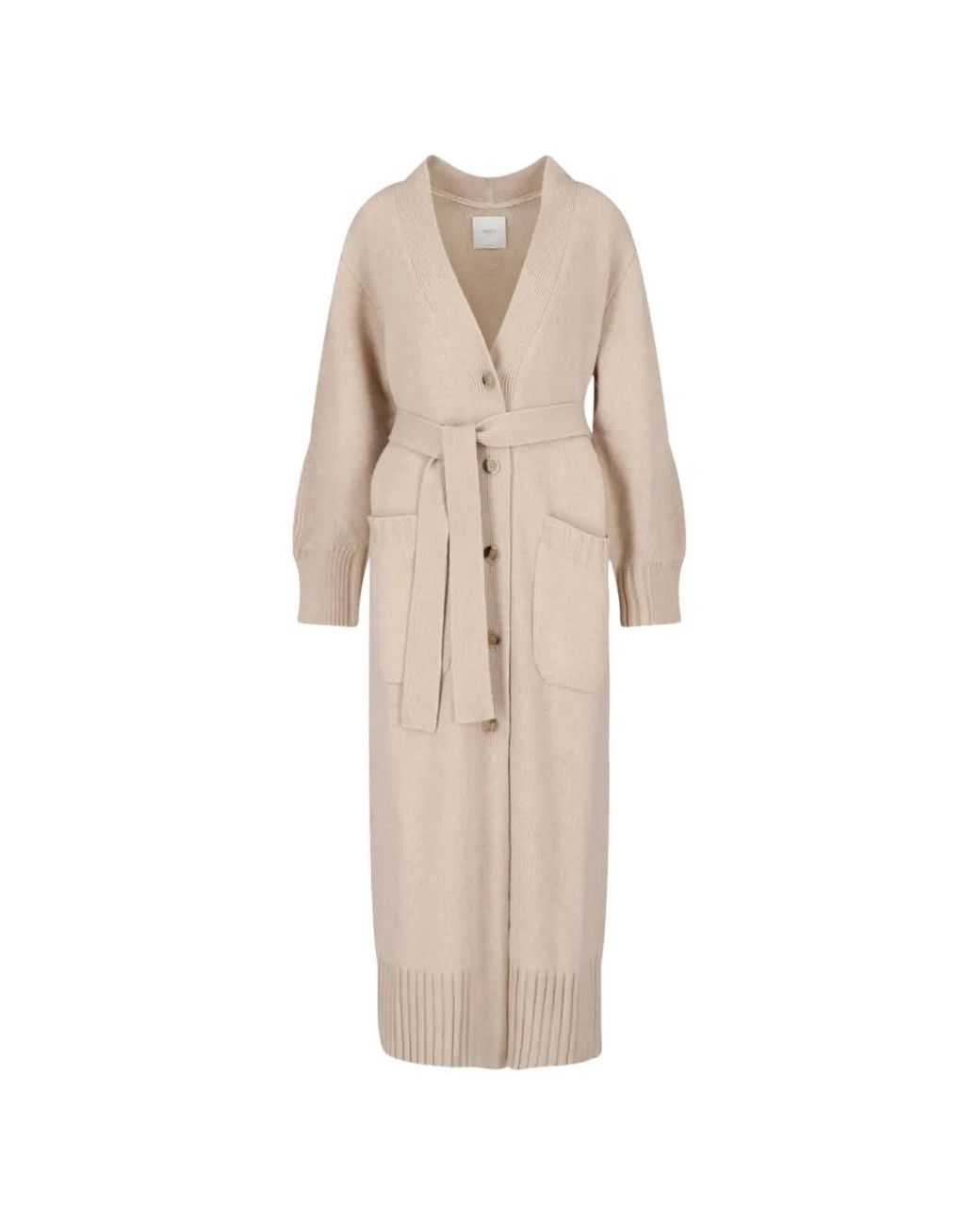 Malo Natural Belted Button-Up Cardi-Coat