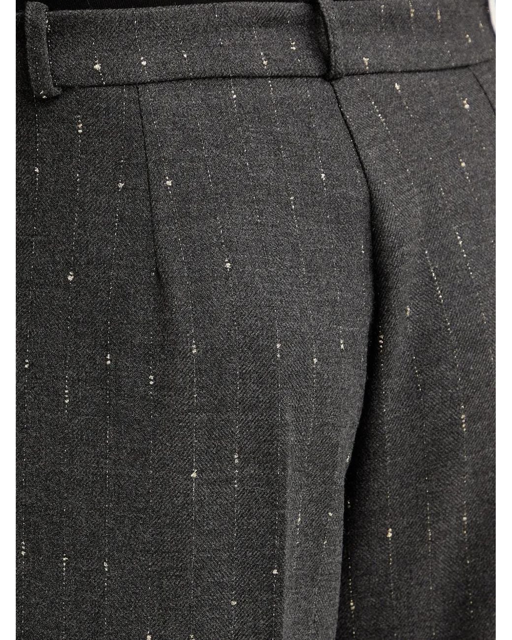 Haveone Black Pinstripe-Pattern Wide-Leg Trousers