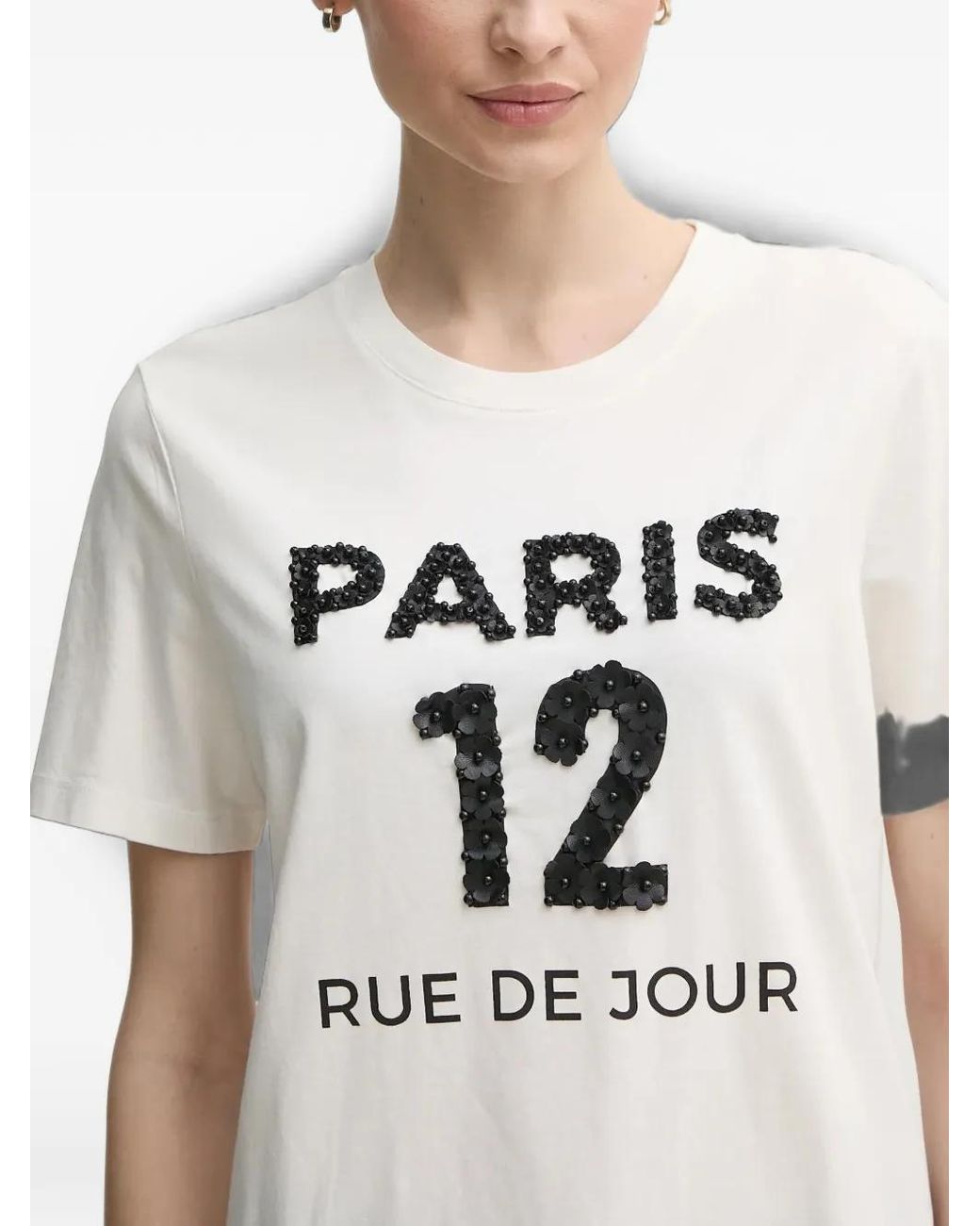 MARC AUREL White Embellishment T-Shirt