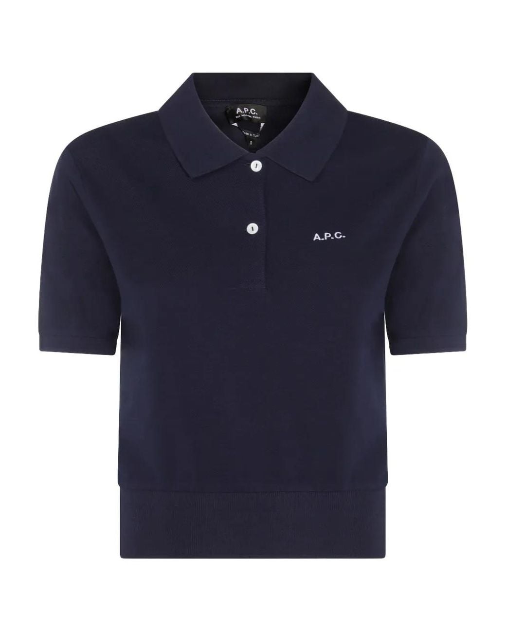 A.P.C. Blue Embroidered-Logo Polo Shirt