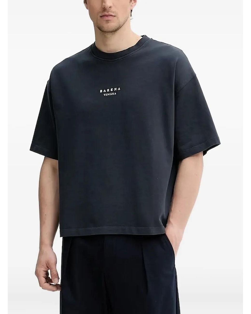 Barena Blue Logo-Embroidered T-Shirt for men