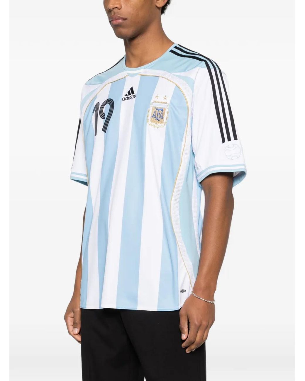 Adidas Blue Striped Pattern Round Neck T-Shirt for men