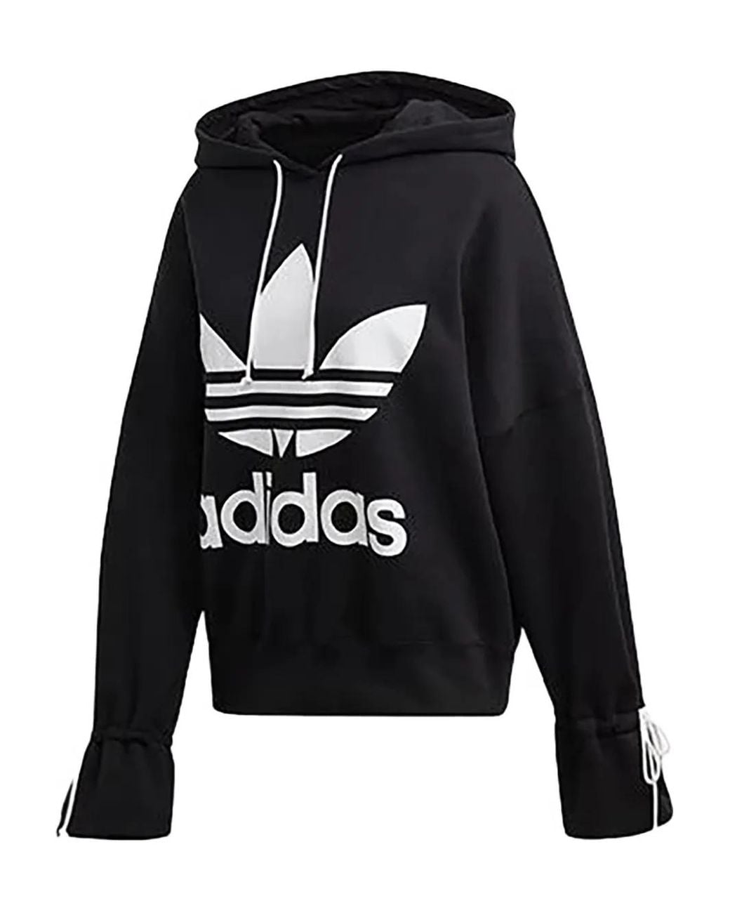 Adidas Black Logo-Detail Hoodie