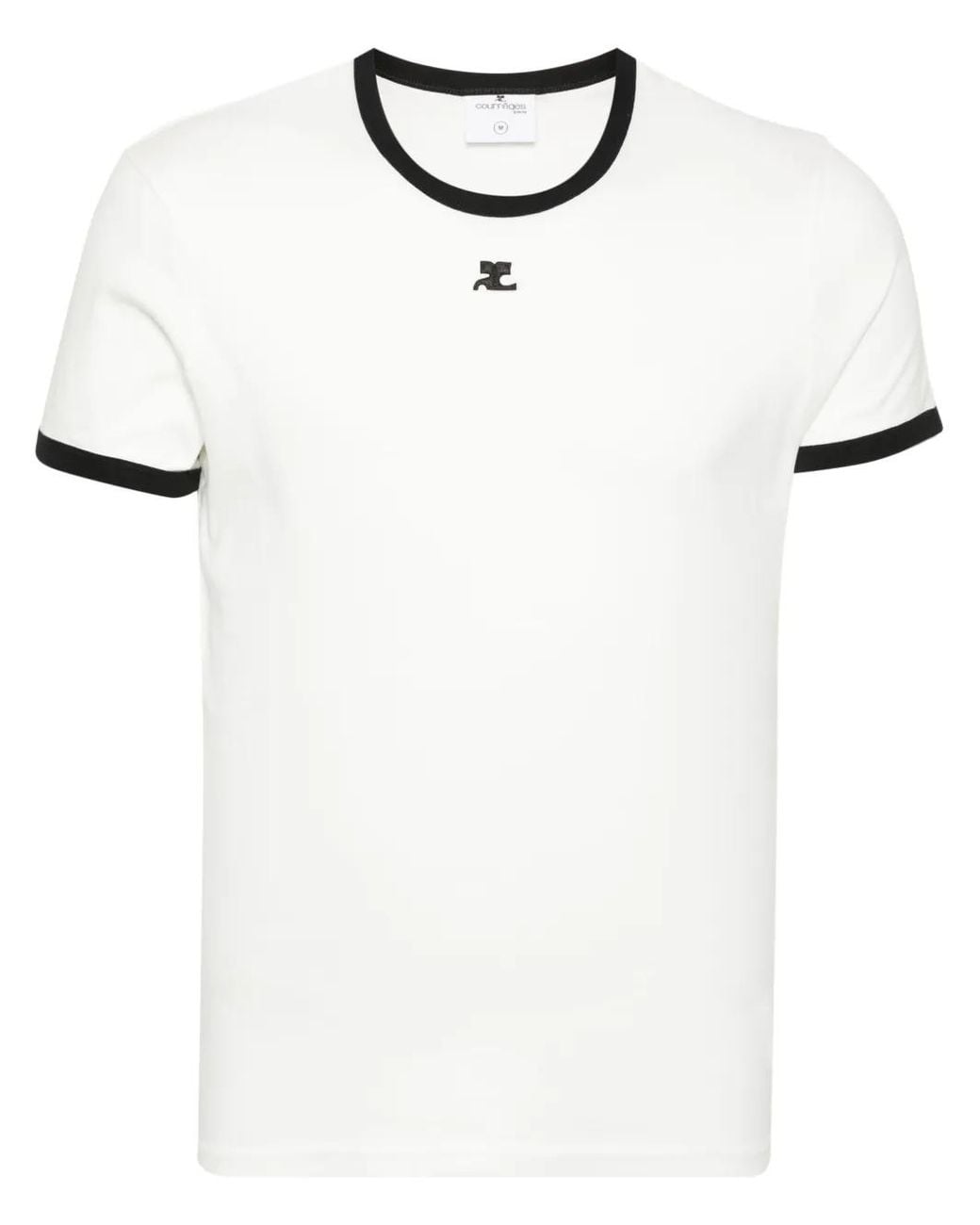 Courreges White Fitted Short-Sleeve T-Shirt for men