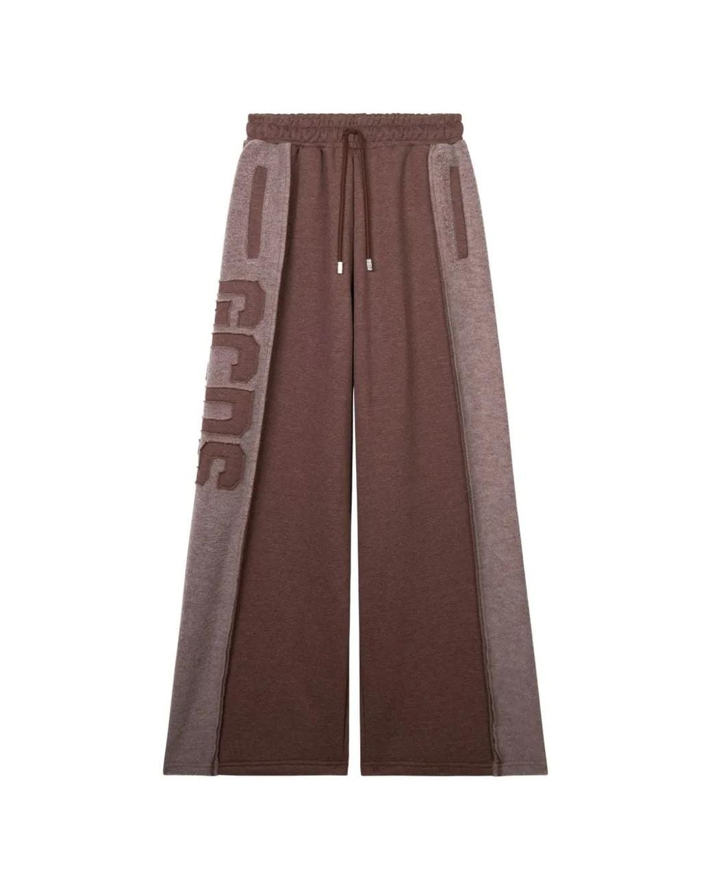 Gcds Brown Logo-Patch Wide-Leg Track Pants for men