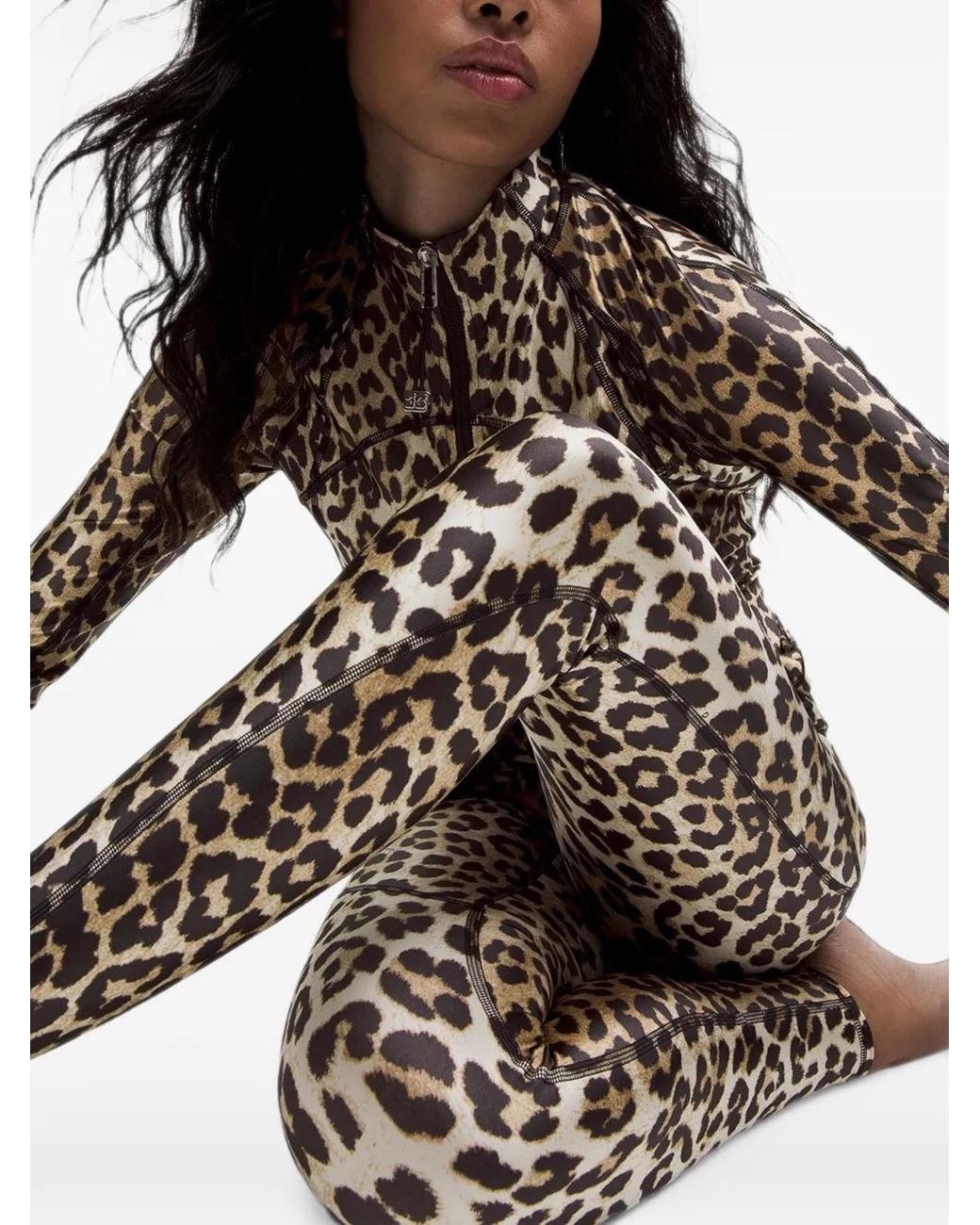 Ganni Natural Leopard-Print Performance Trousers