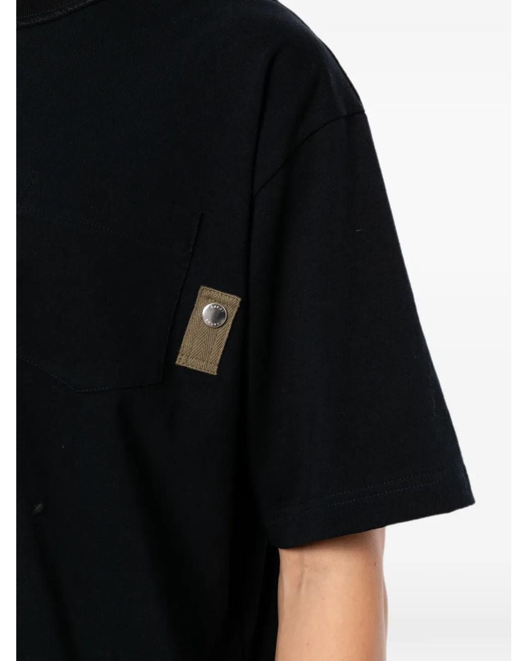 Sacai Black Cotton T-Shirt for men