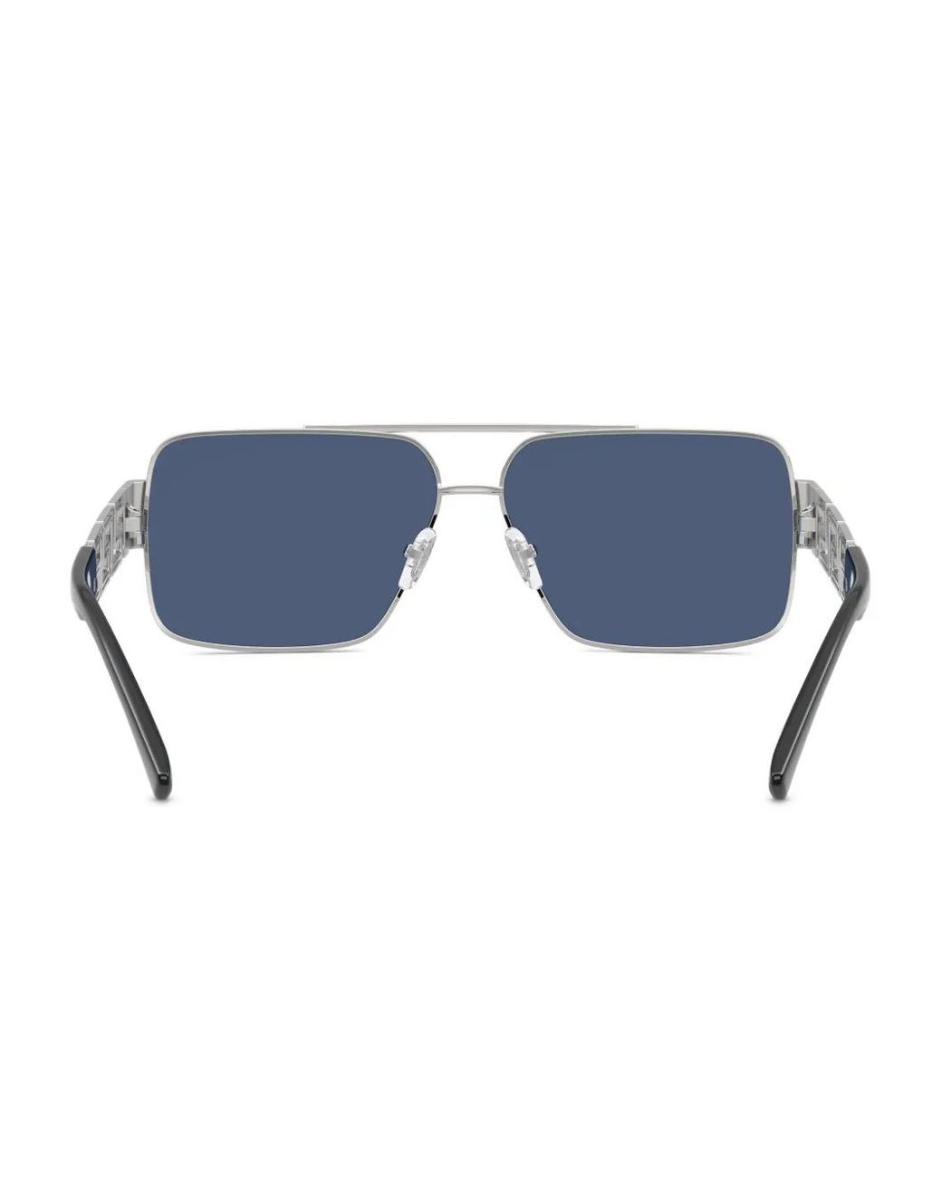 Versace Blue Greca Rectangle-Frame Sunglasses for men