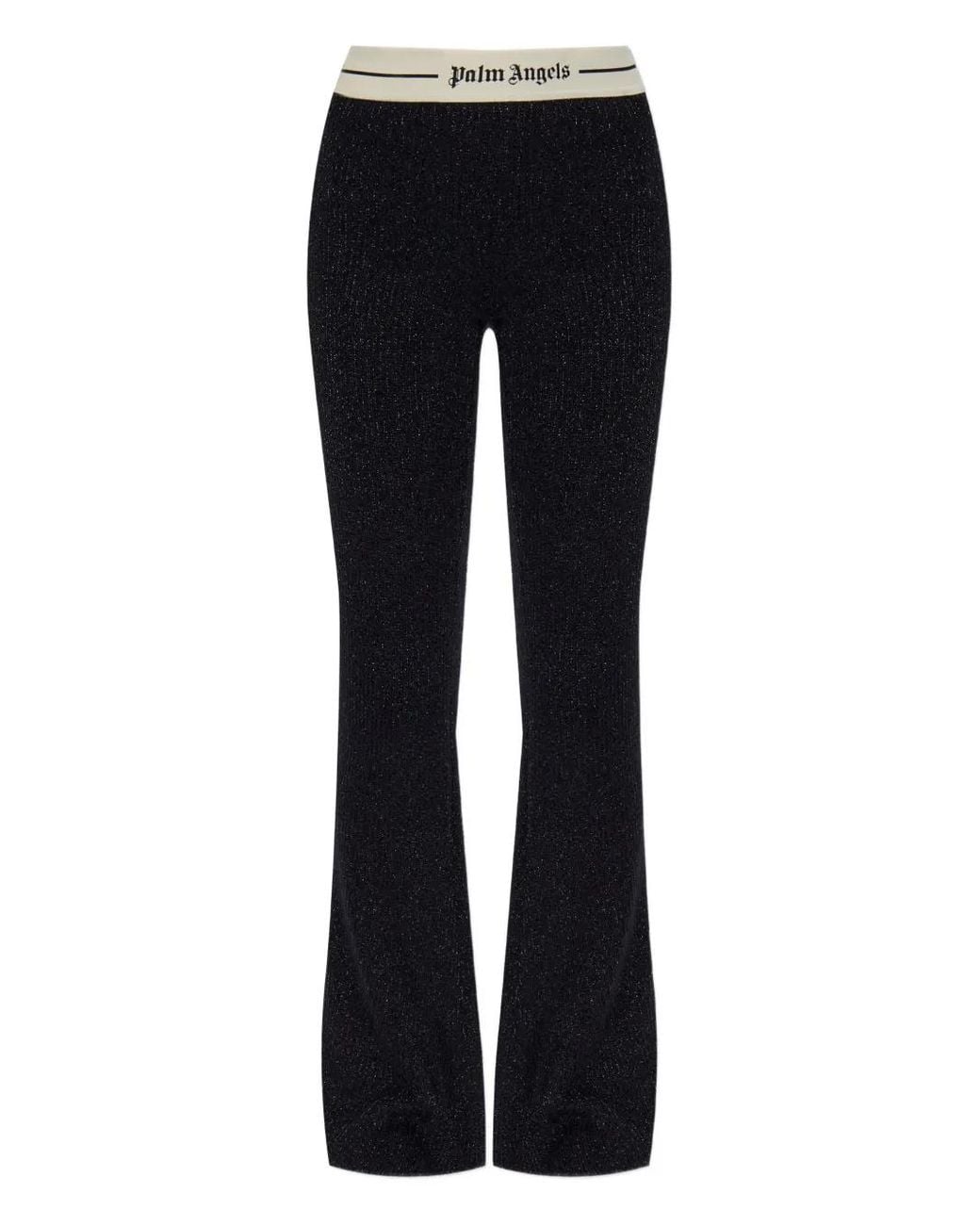 Palm Angels Blue Logo-Waistband Flared Trousers