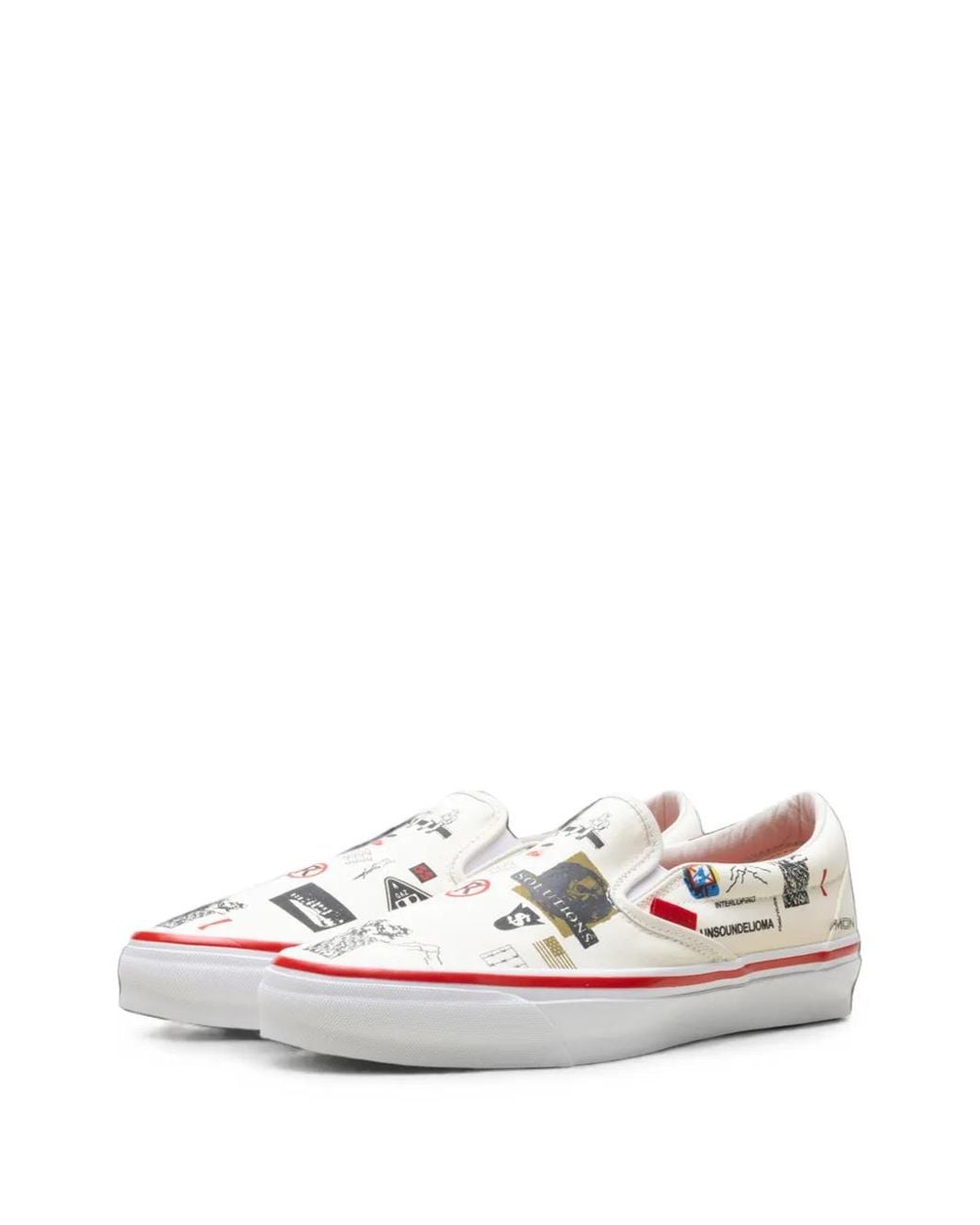 Vans White Graphic-Print Lx Classic Slip-On 98 Sneakers for men