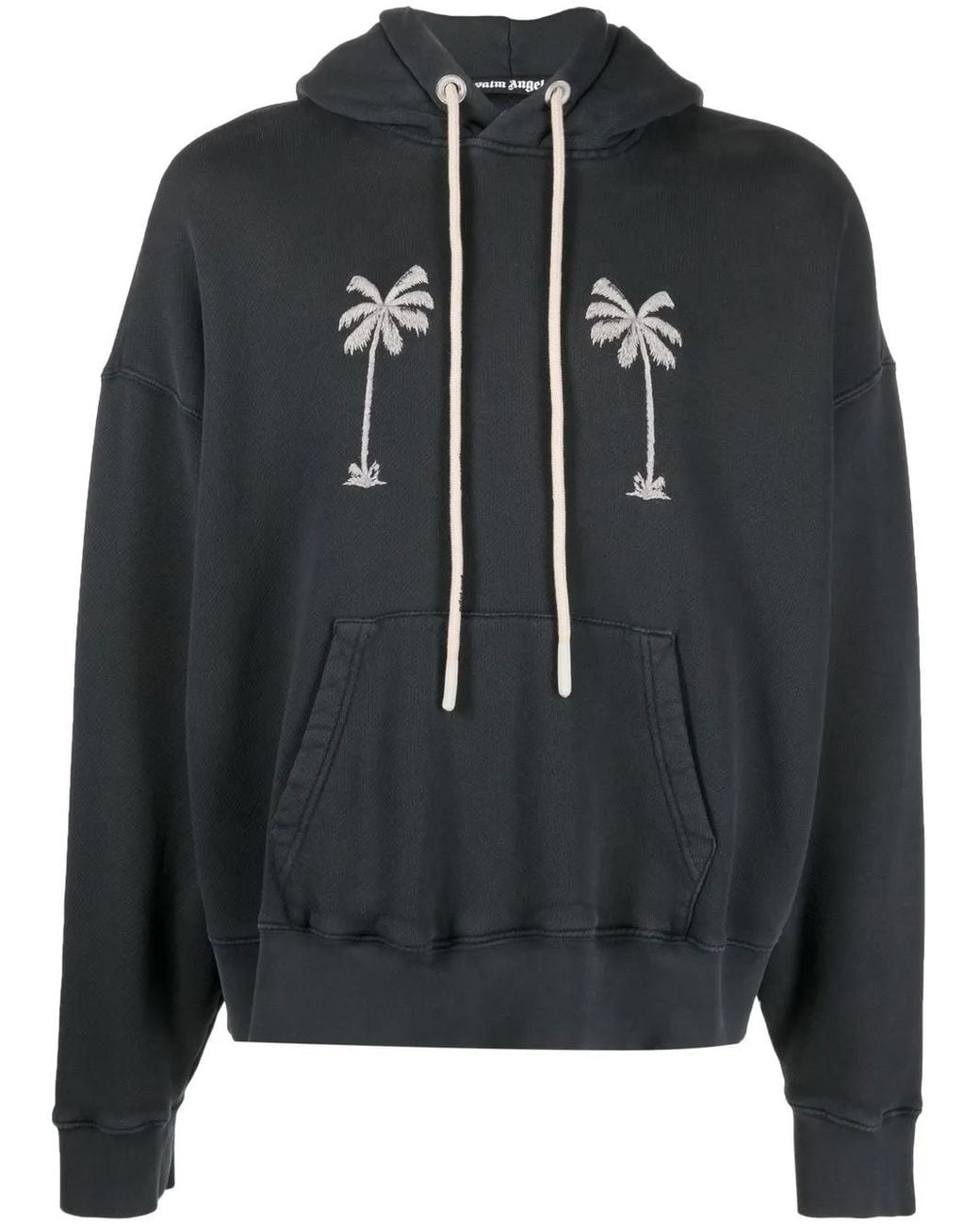 Palm Angels Black Graphic-Print Cotton Hoodie for men