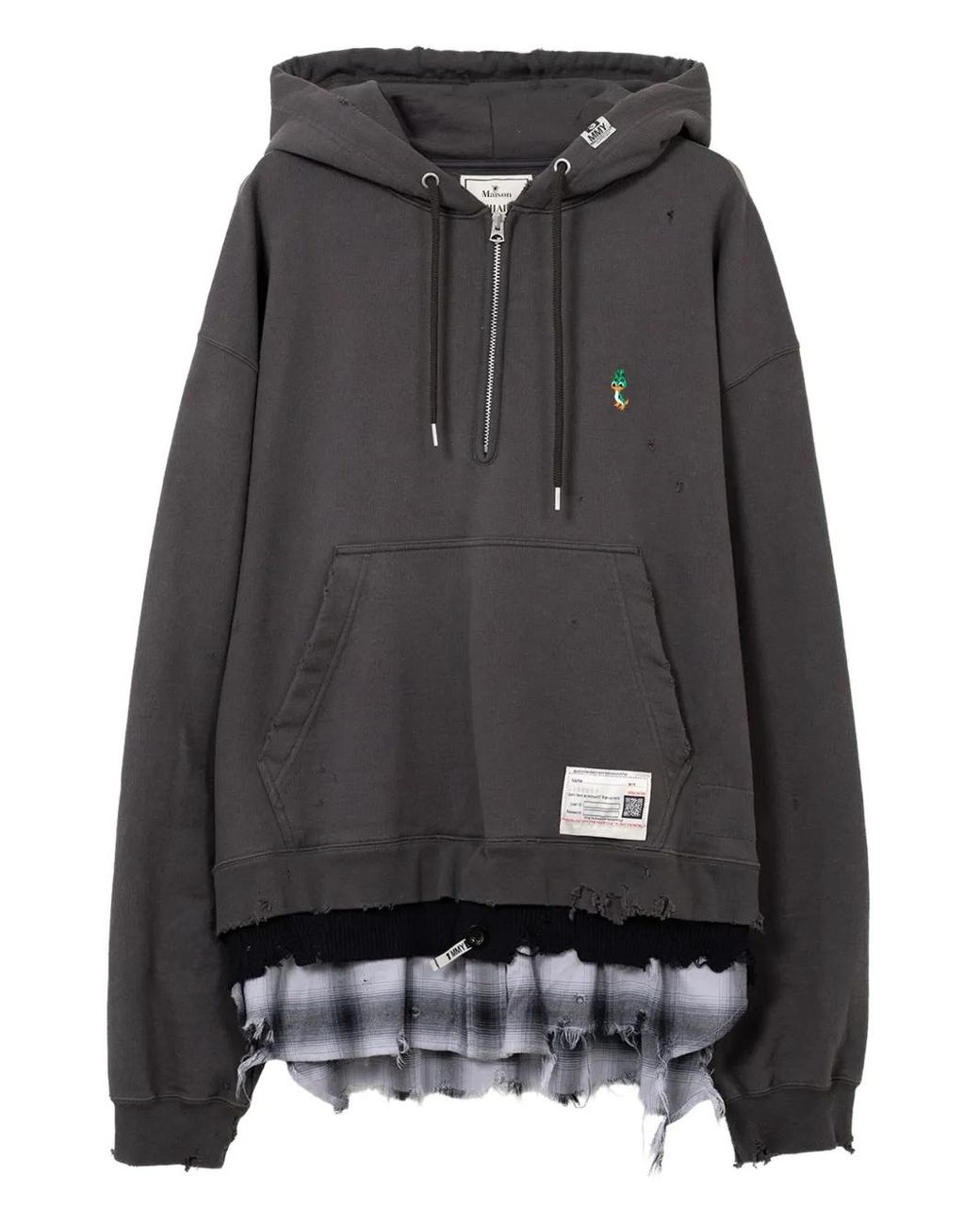 Maison Mihara Yasuhiro Layered Distressed Hoodie in Black for Men