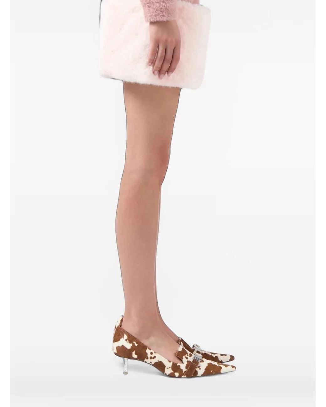 Gcds Brown Cow-Print Logo-Plaque Pumps