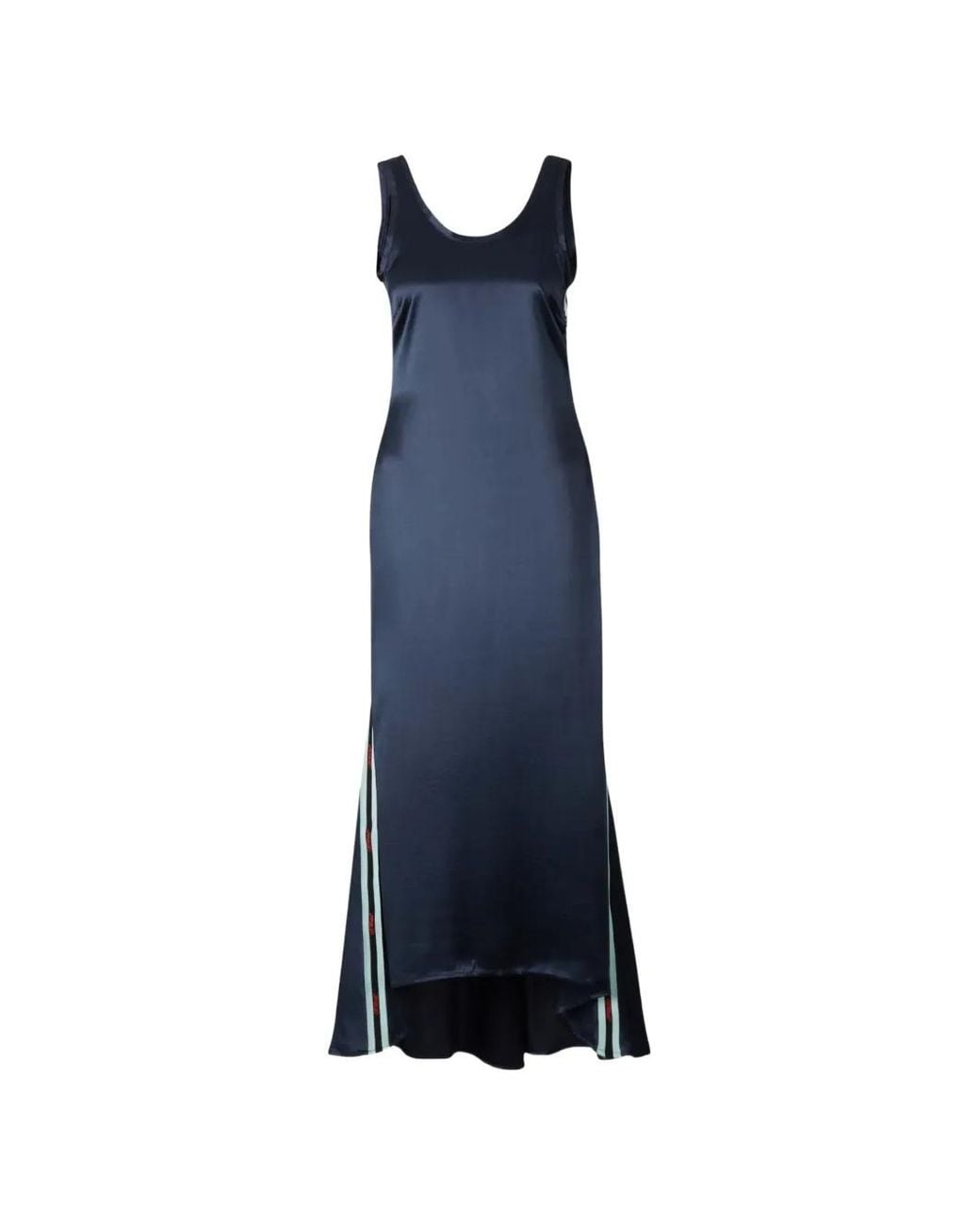 Off-White c/o Virgil Abloh Blue Satin Backless Midi Dress