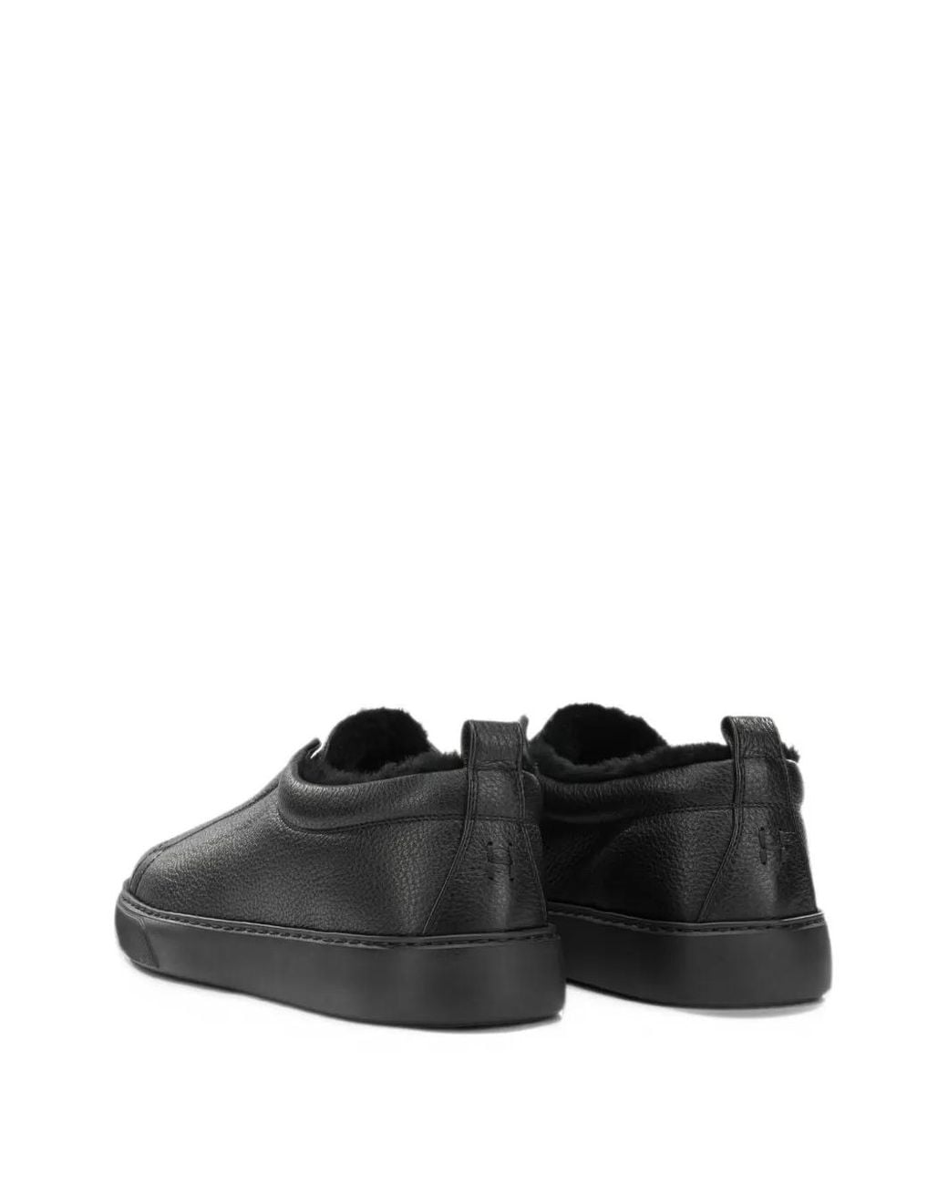 Henderson Black Round-Toe Leather Sneakers for men