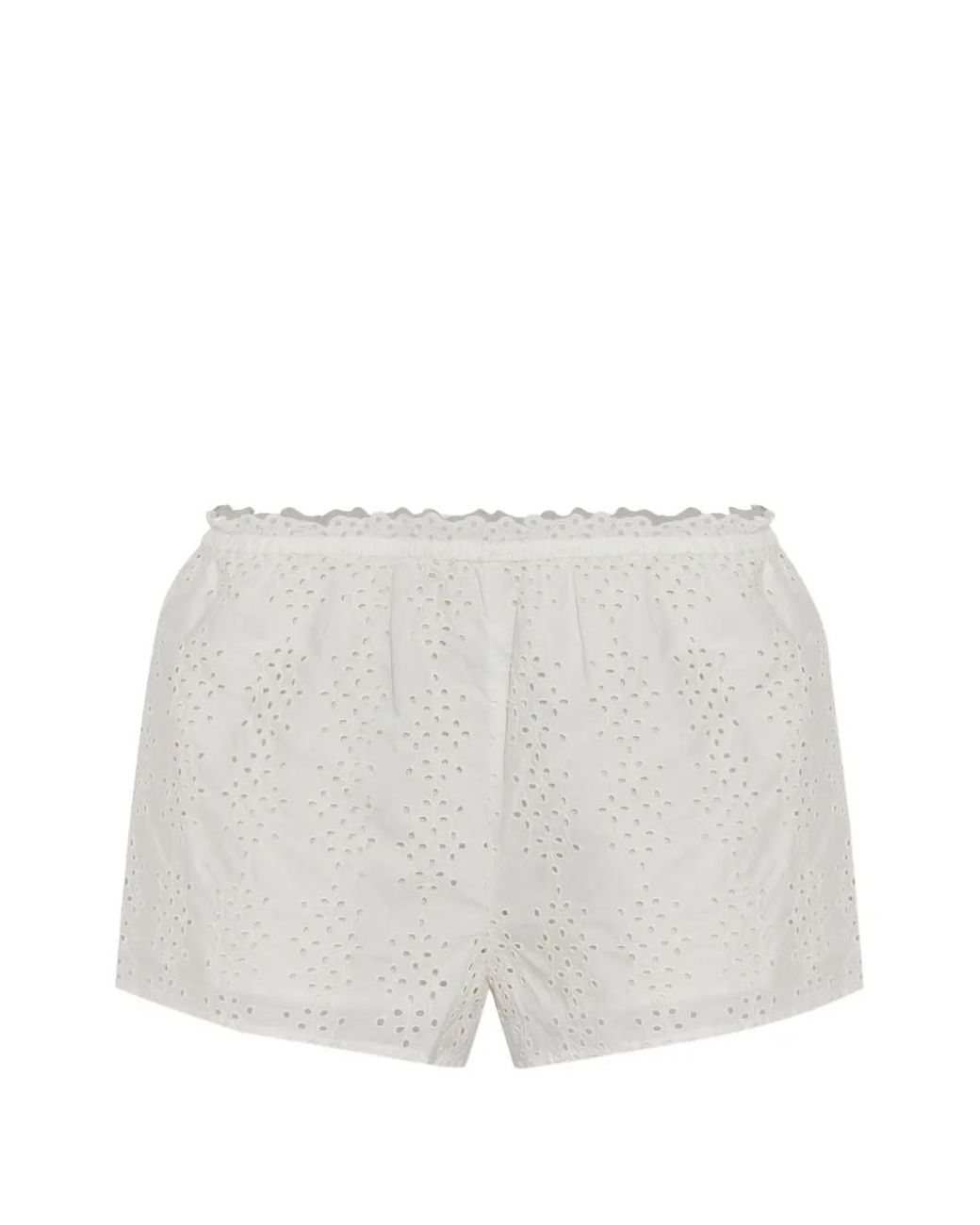 Posse White Harriet Broderie-Anglaise Shorts
