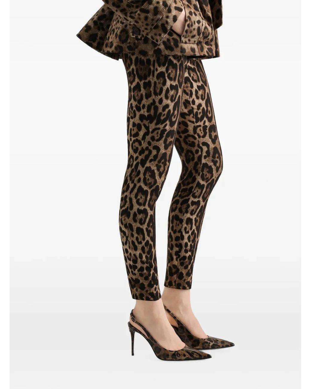 Dolce & Gabbana Black Leo-Print Cady Leggings