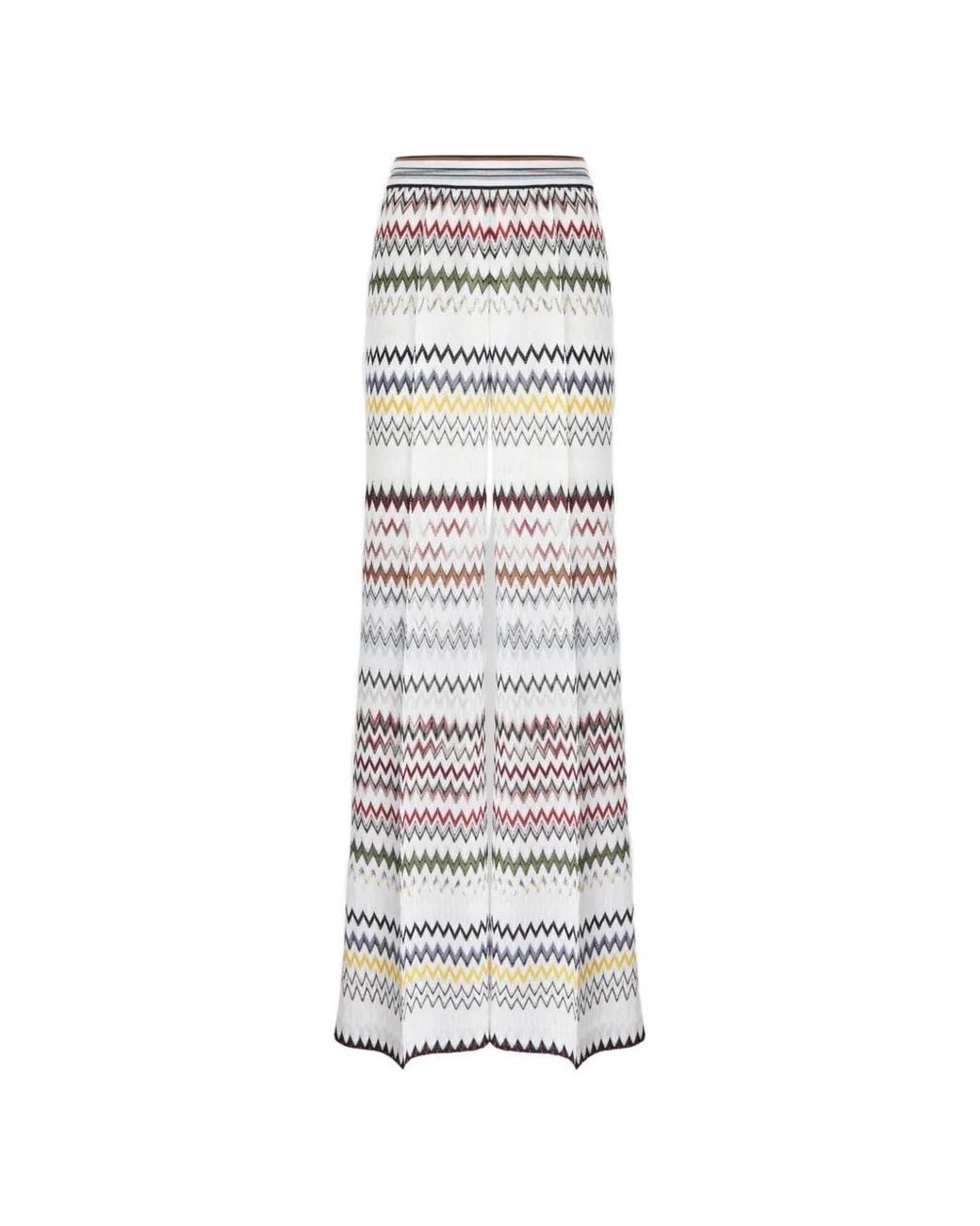 Missoni White Wide Zigzag Cotton Trousers