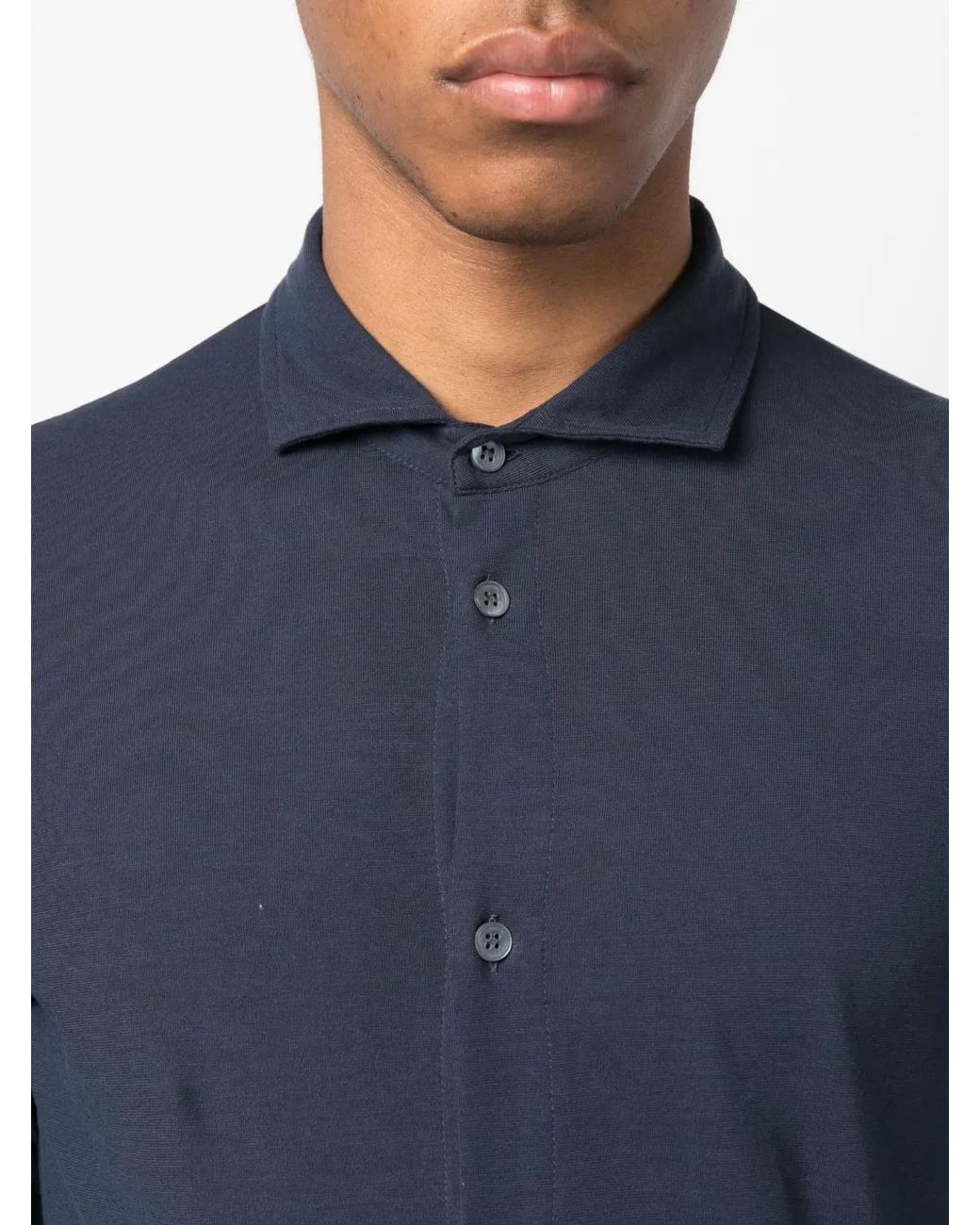 Zanone Blue Long-Sleeved Cotton Shirt for men
