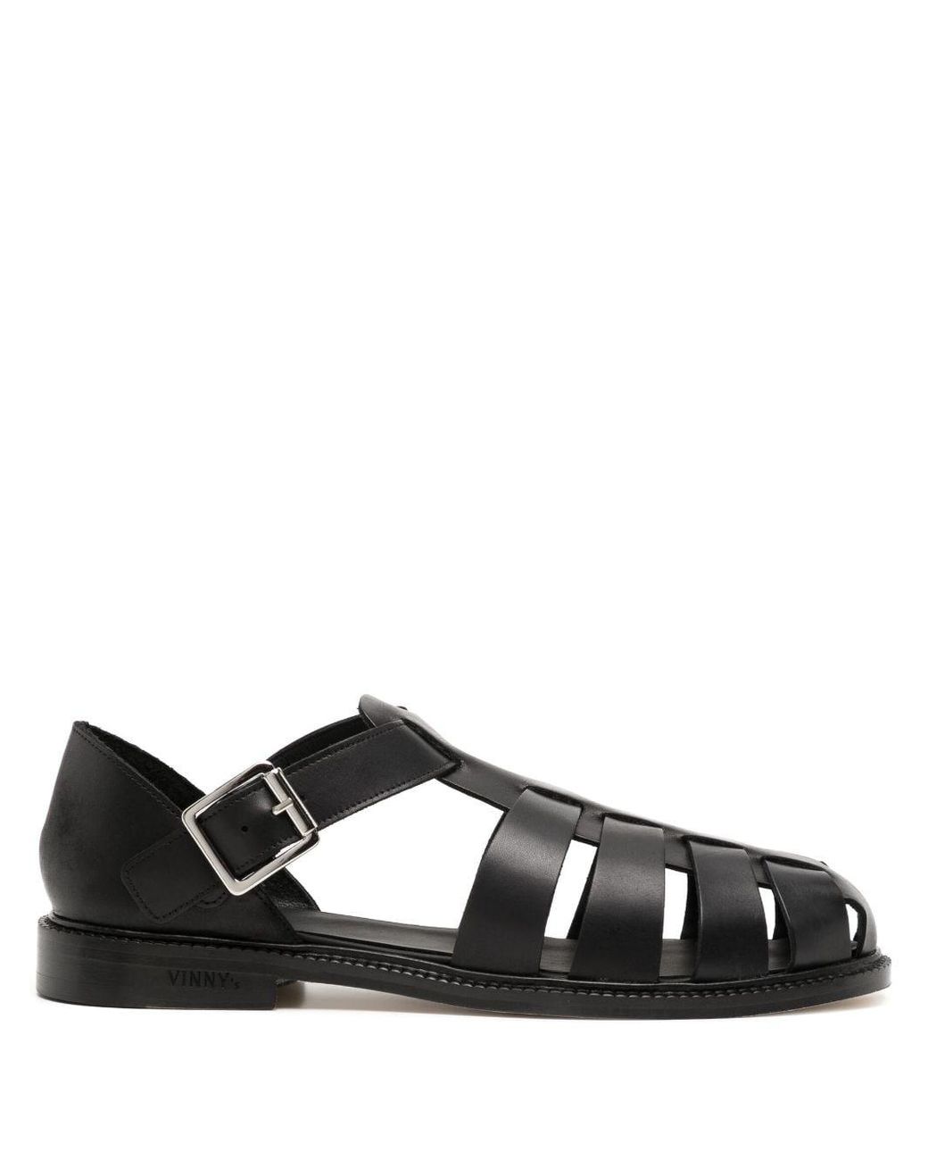 VINNY'S Leather Fisherman Sandals in Black for Men Lyst