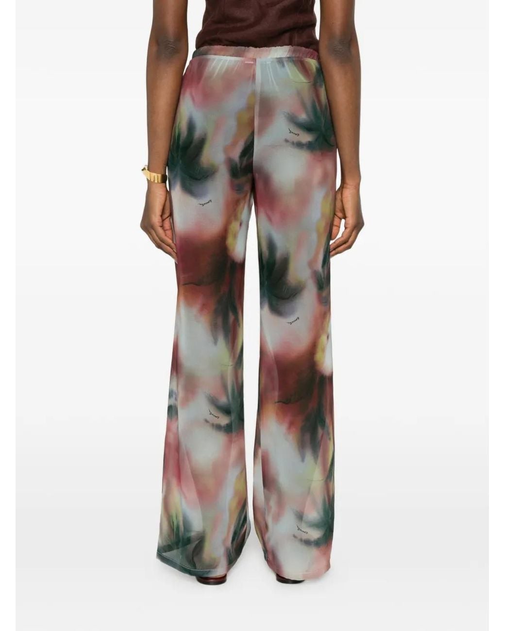 Patrizia Pepe Red Pantalon À Fleurs À Lien De Resserrage