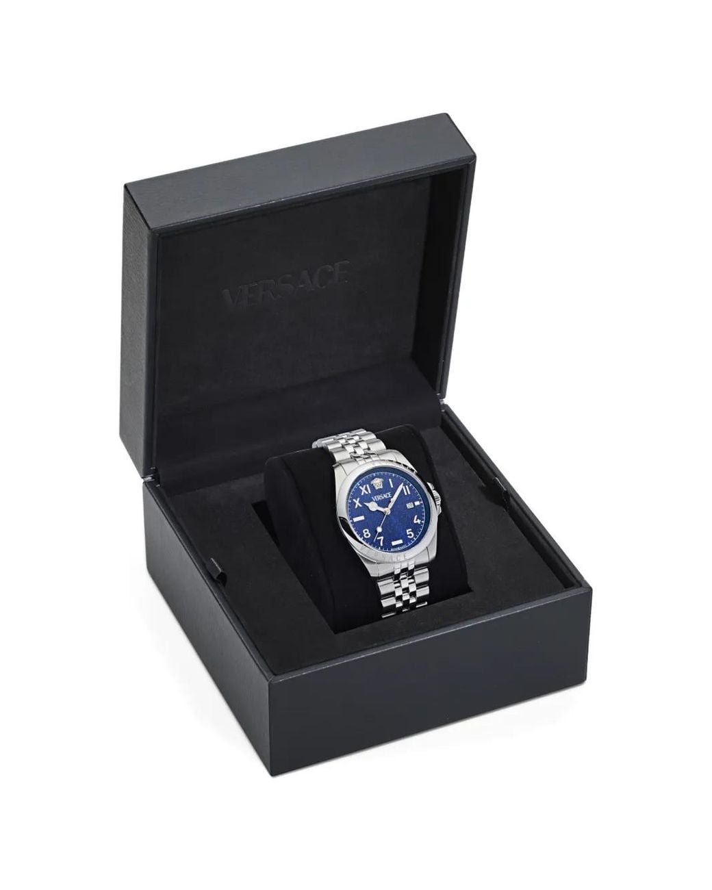 Versace Blue Anteo Logo-Patterned 41Mm Watch for men