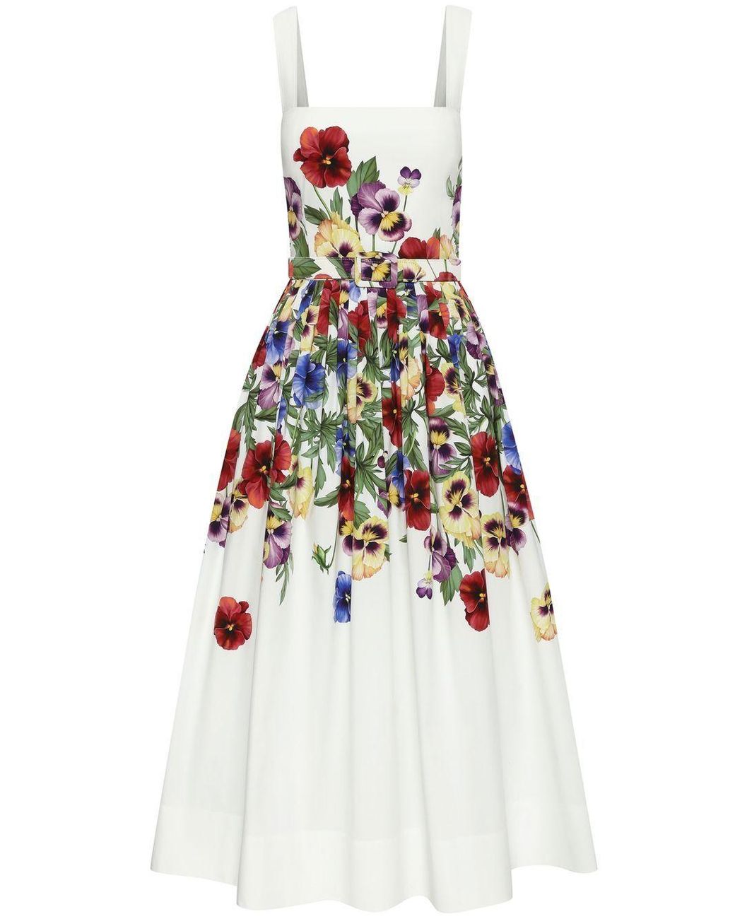 Oscar de la Renta Floral-print Midi Dress in White | Lyst