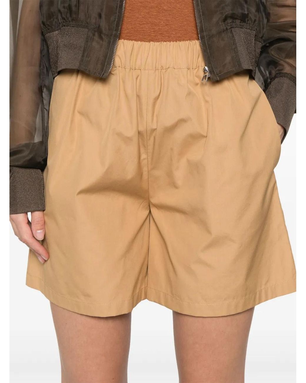 Max Mara Popeline Shorts in het Natural