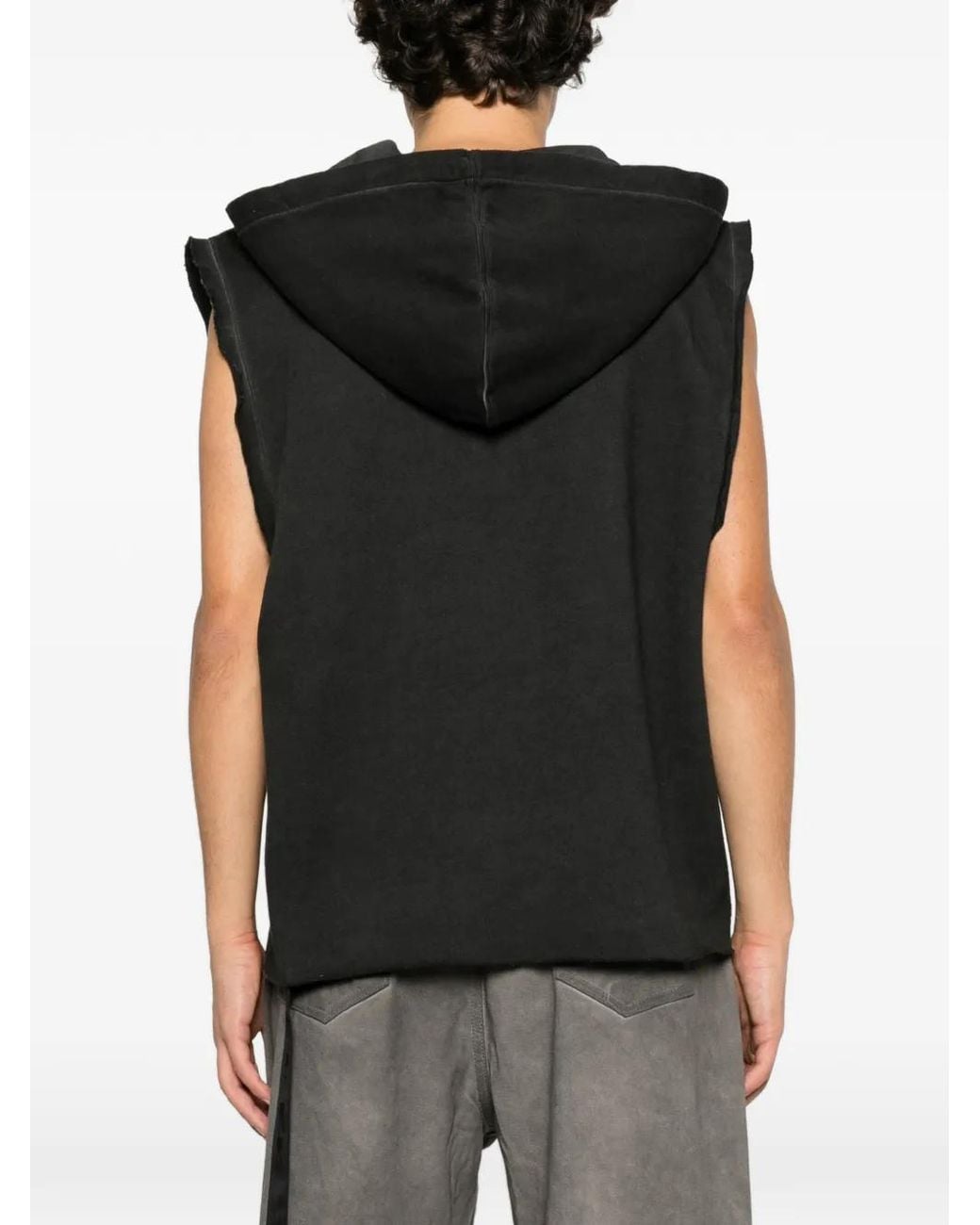 Rick Owens Black Hood Tank Top for men