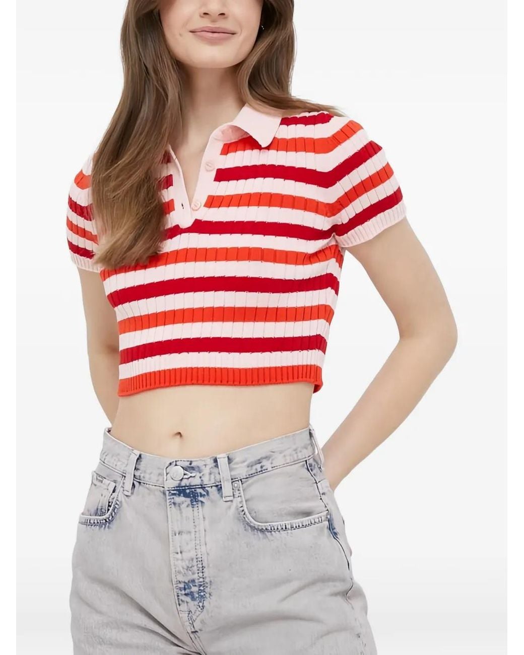 Benetton Red Striped Polo Shirt