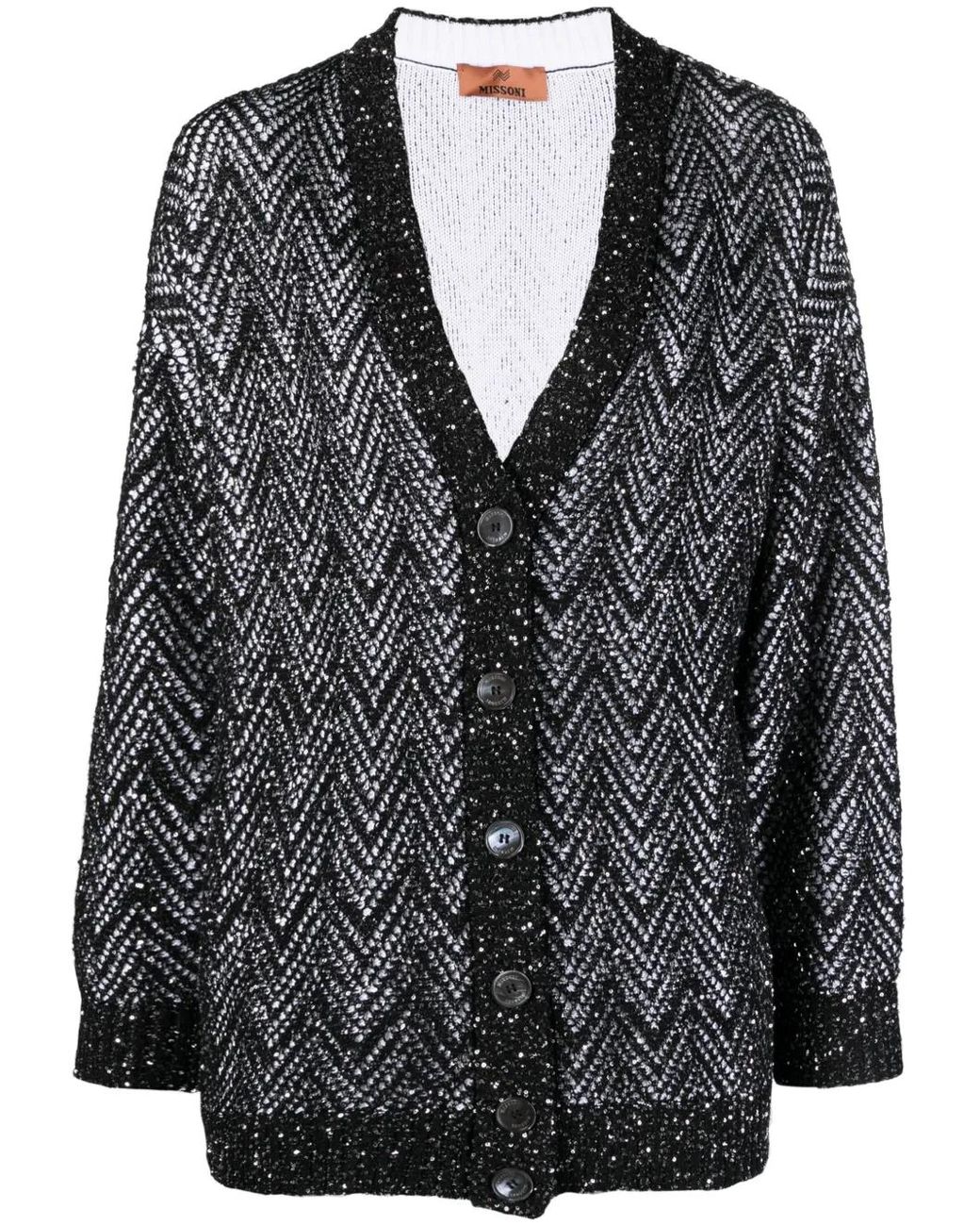Missoni Black Sequin-Embellished V-Neck Cardigan