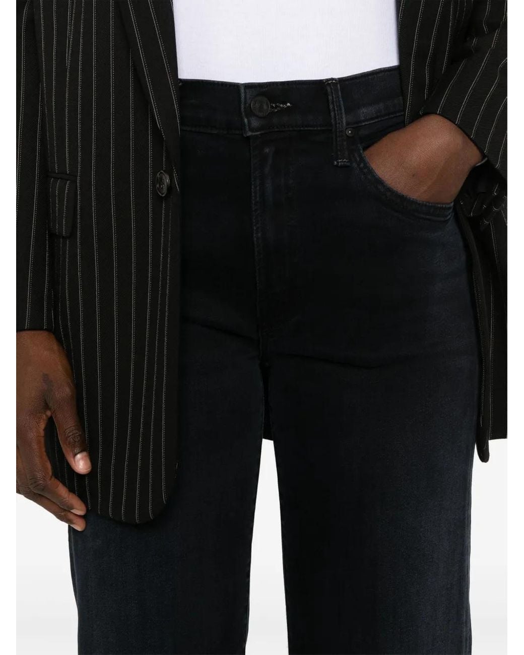 Mother Black Straight-Leg Denim Jeans