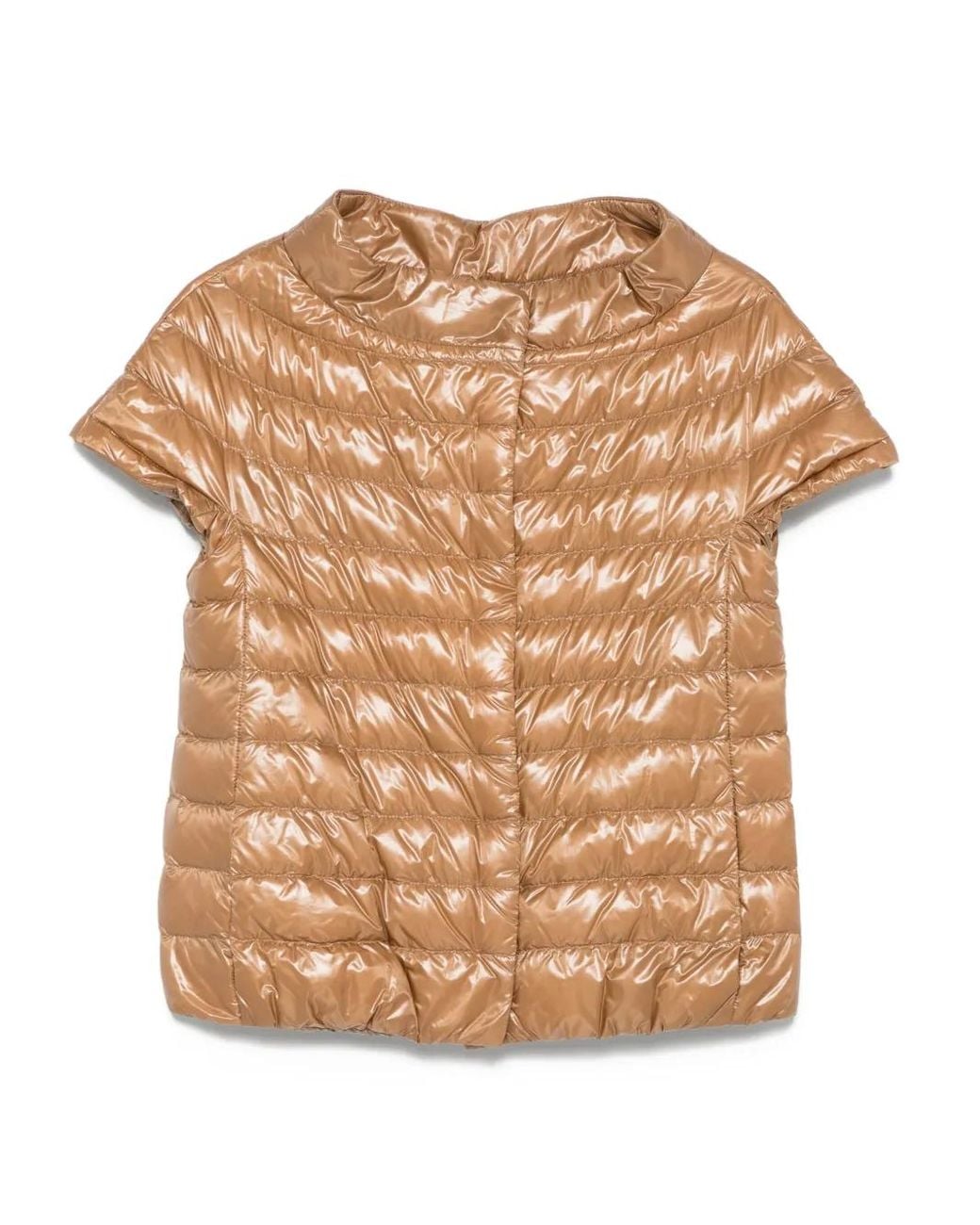 Herno Natural Glossy-Finish Short-Sleeved Puffer Jacket