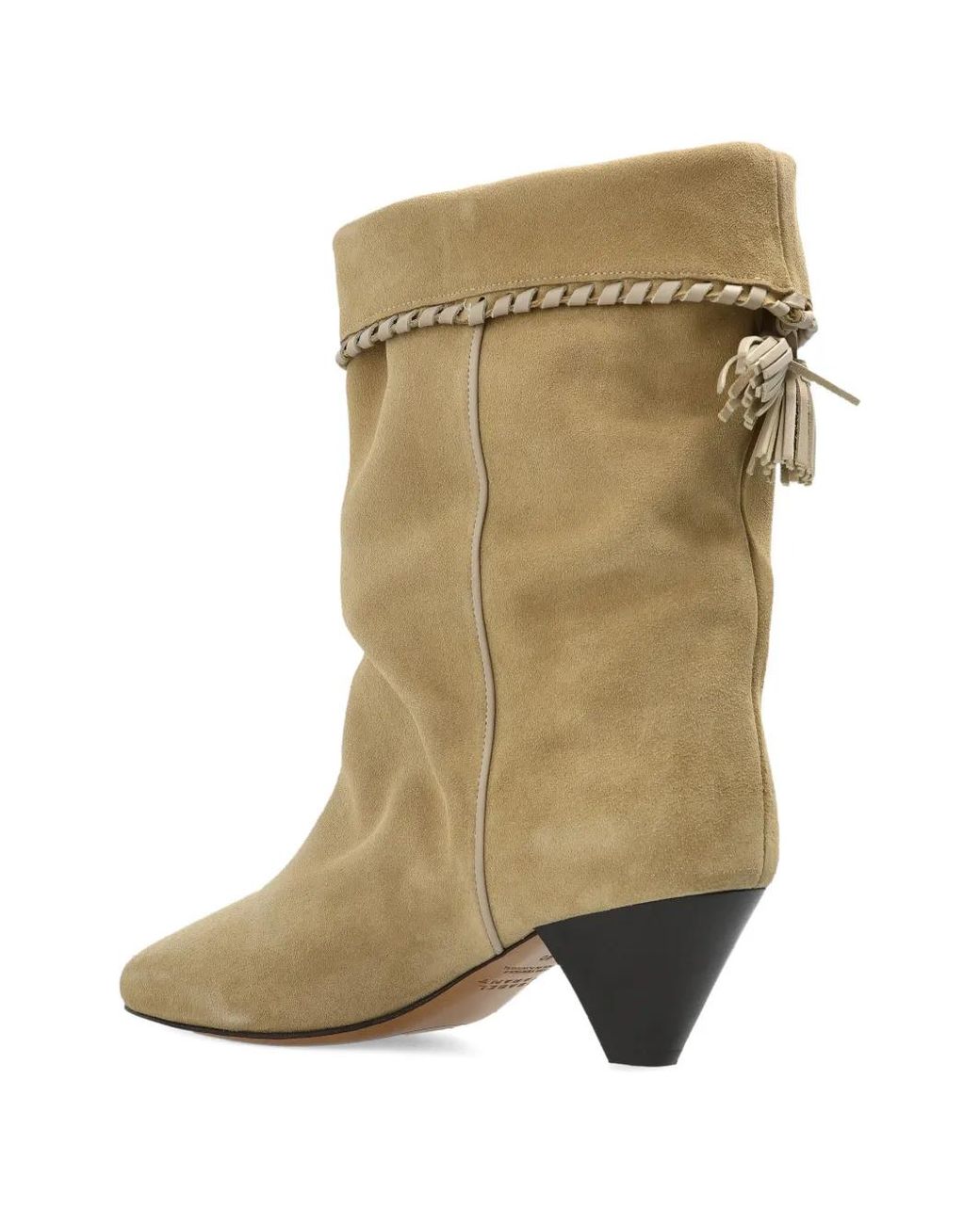Isabel Marant Natural Dalby Draped Suede Calfskin Leather Boots