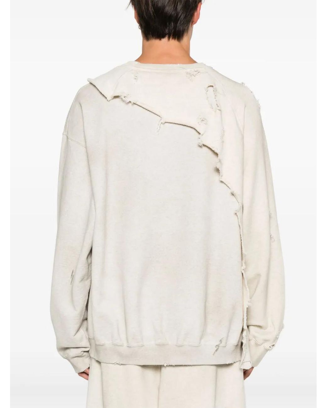 Maison Mihara Yasuhiro White Distressed-Effect Sweatshirt for men