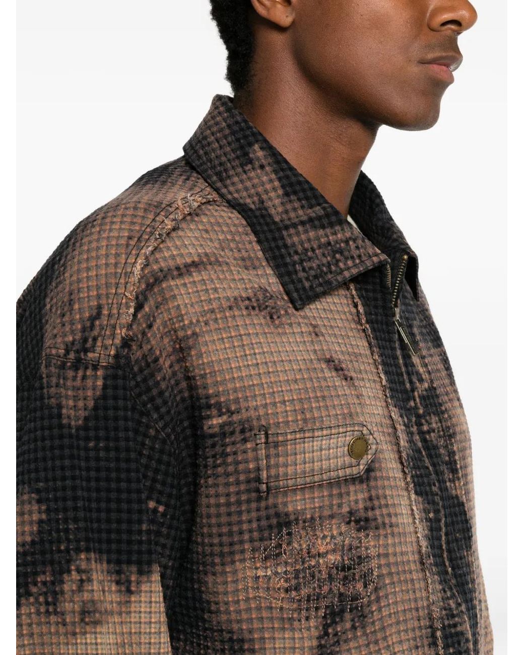 Feng Chen Wang Brown Tie-Dye Distressed Jacket for men