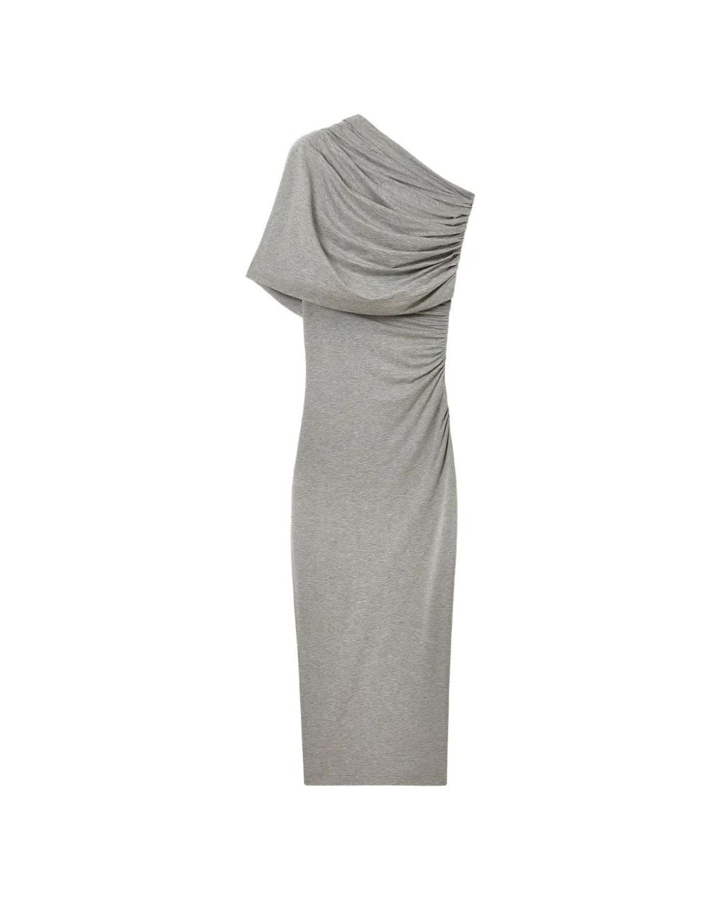 Stella McCartney Gray Draped One-Shoulder Dress