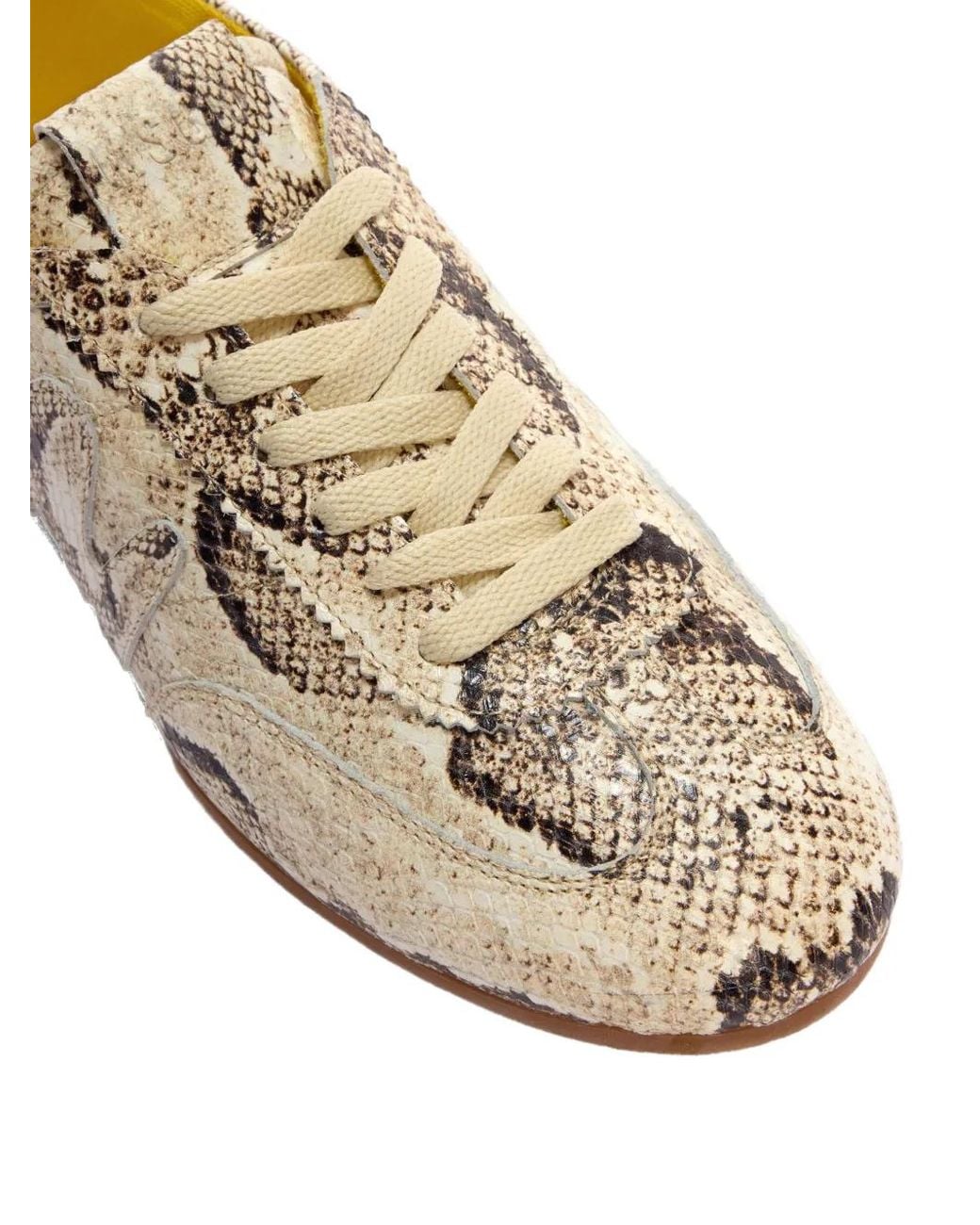 MSGM White Snakeskin Lace-Up Sneakers
