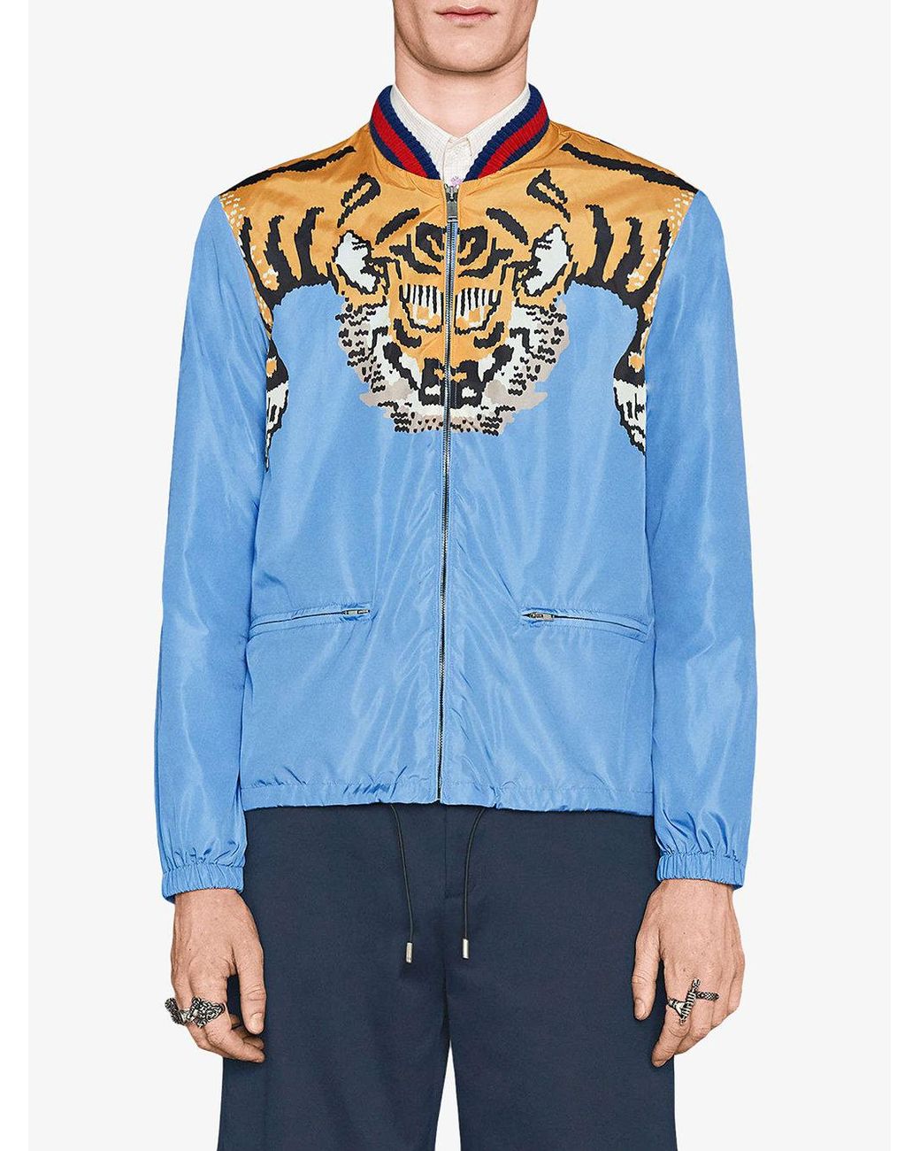 bomber con estampado de tigre Gucci hombre de color Azul |