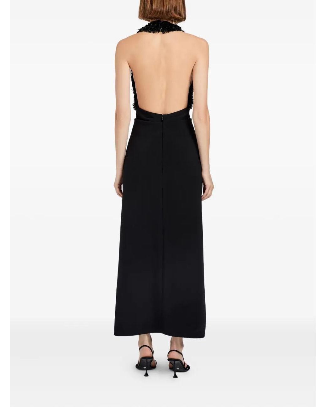 Proenza Schouler Black Fringed Twisted-Detail Dress