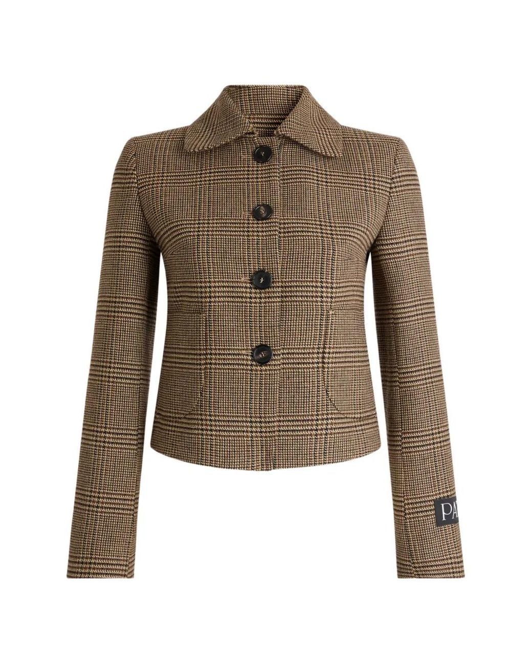 Patou Brown Prince Of Wales Check Long-Sleeve Jacket