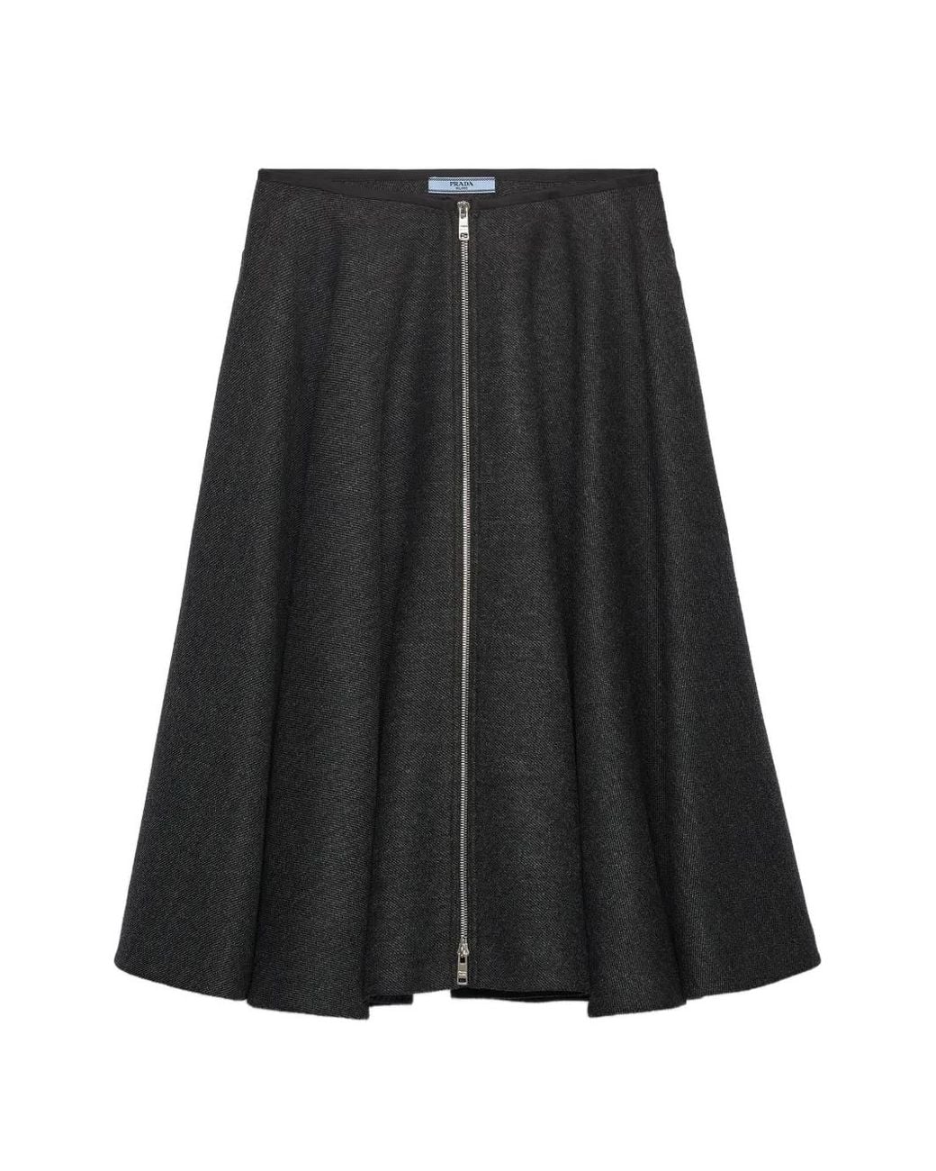 Prada Black Double Wool Midi-Skirt