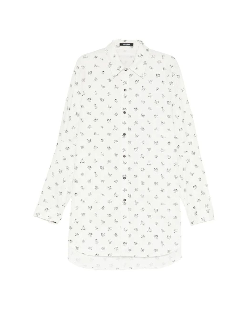 Nude:mm White Illustrative-Print Long-Sleeve Shirt for men