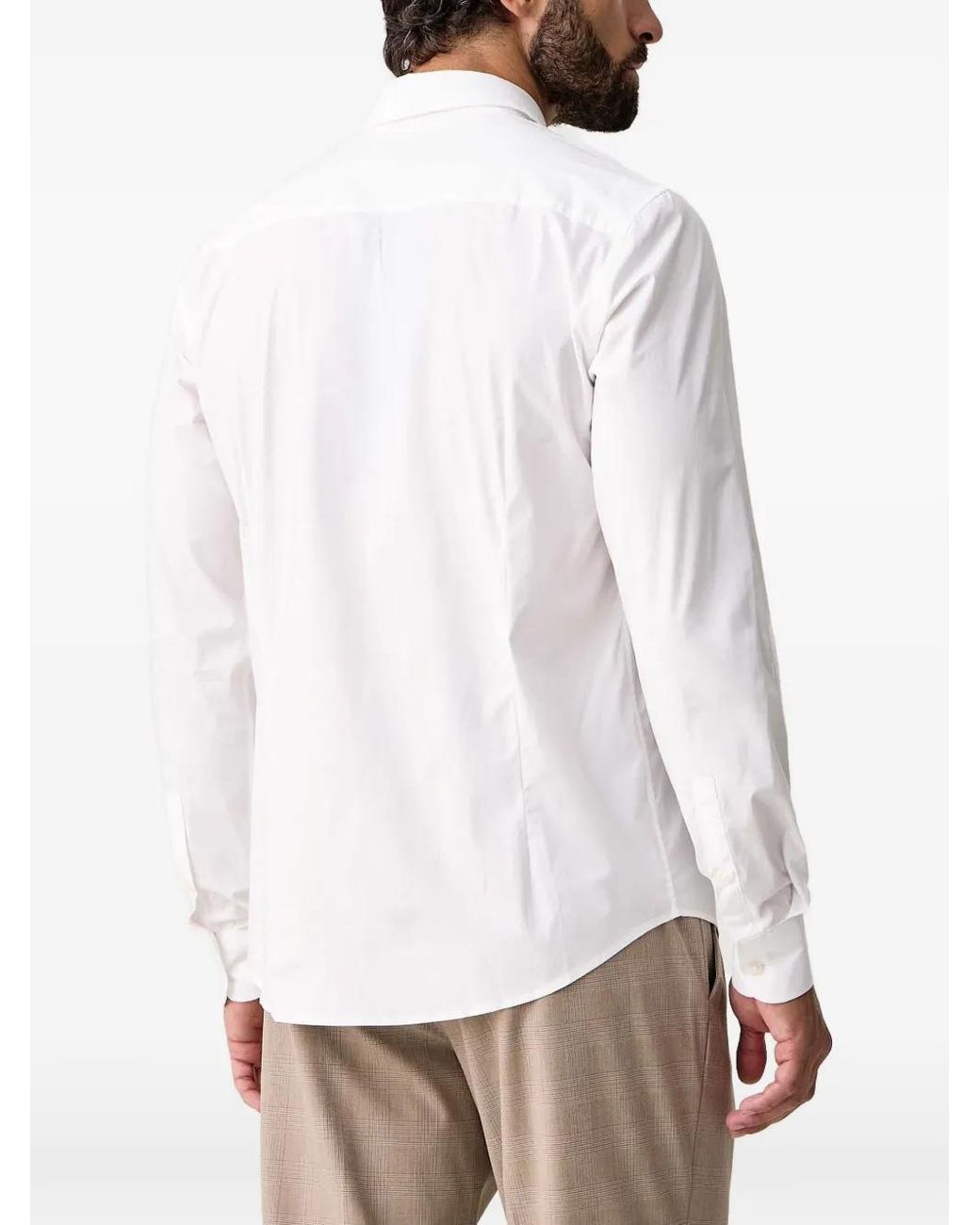 Trussardi White Embroidered-Logo Shirt for men