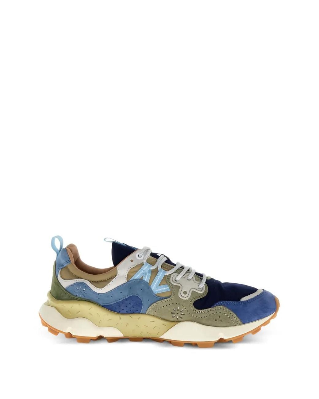 Flower Mountain Blue Suede-Panel Sneakers for men