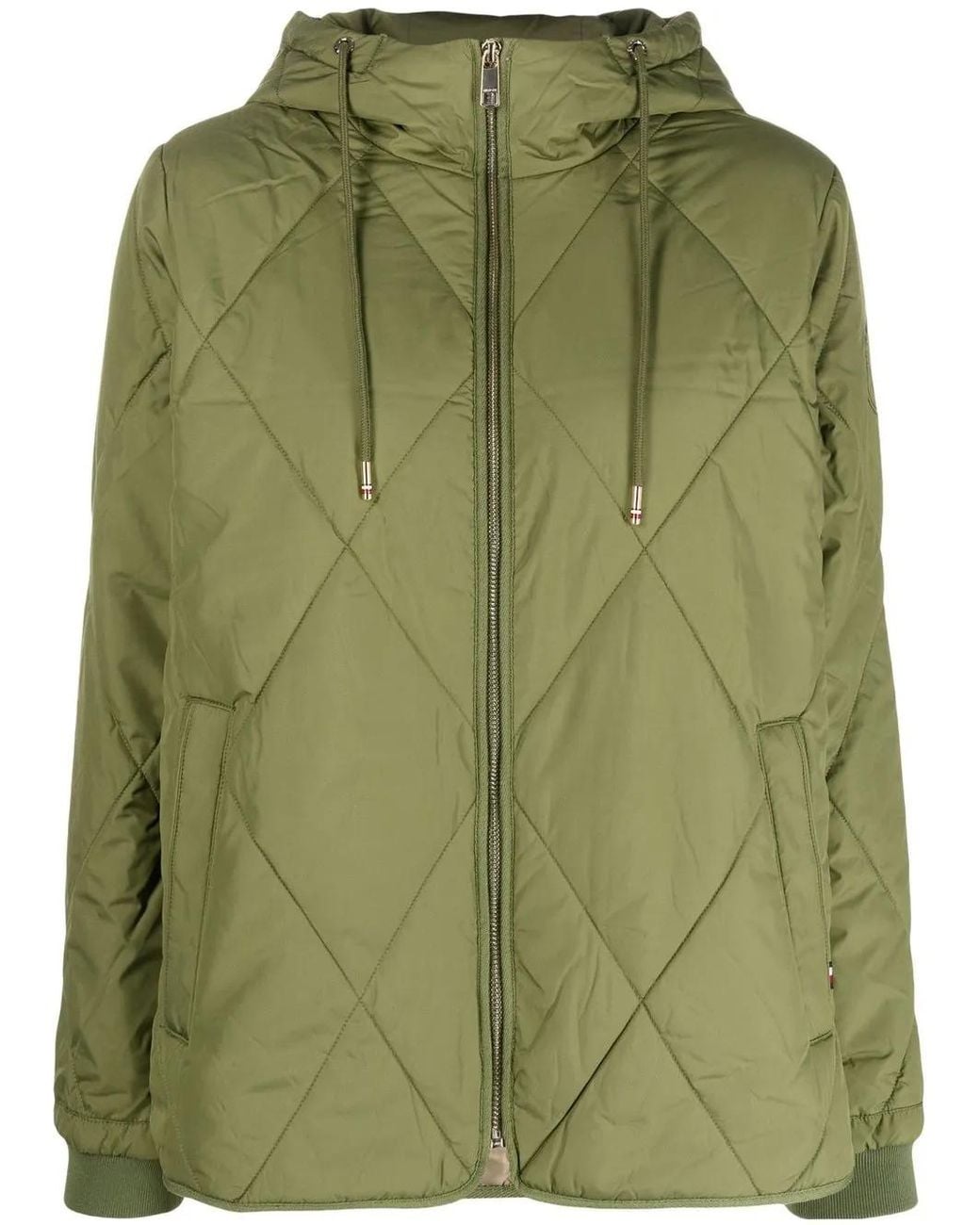 Tommy Hilfiger Green Drawstring-Hood Padded Jacket