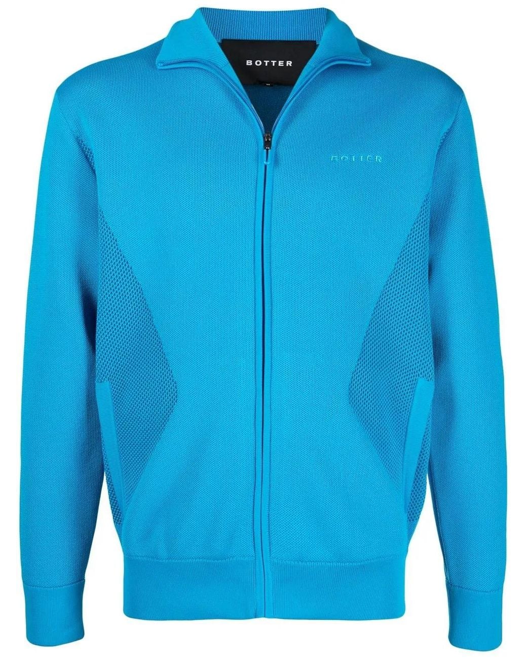 BOTTER Blue Embroidered-Logo Zip-Up Sweatshirt for men