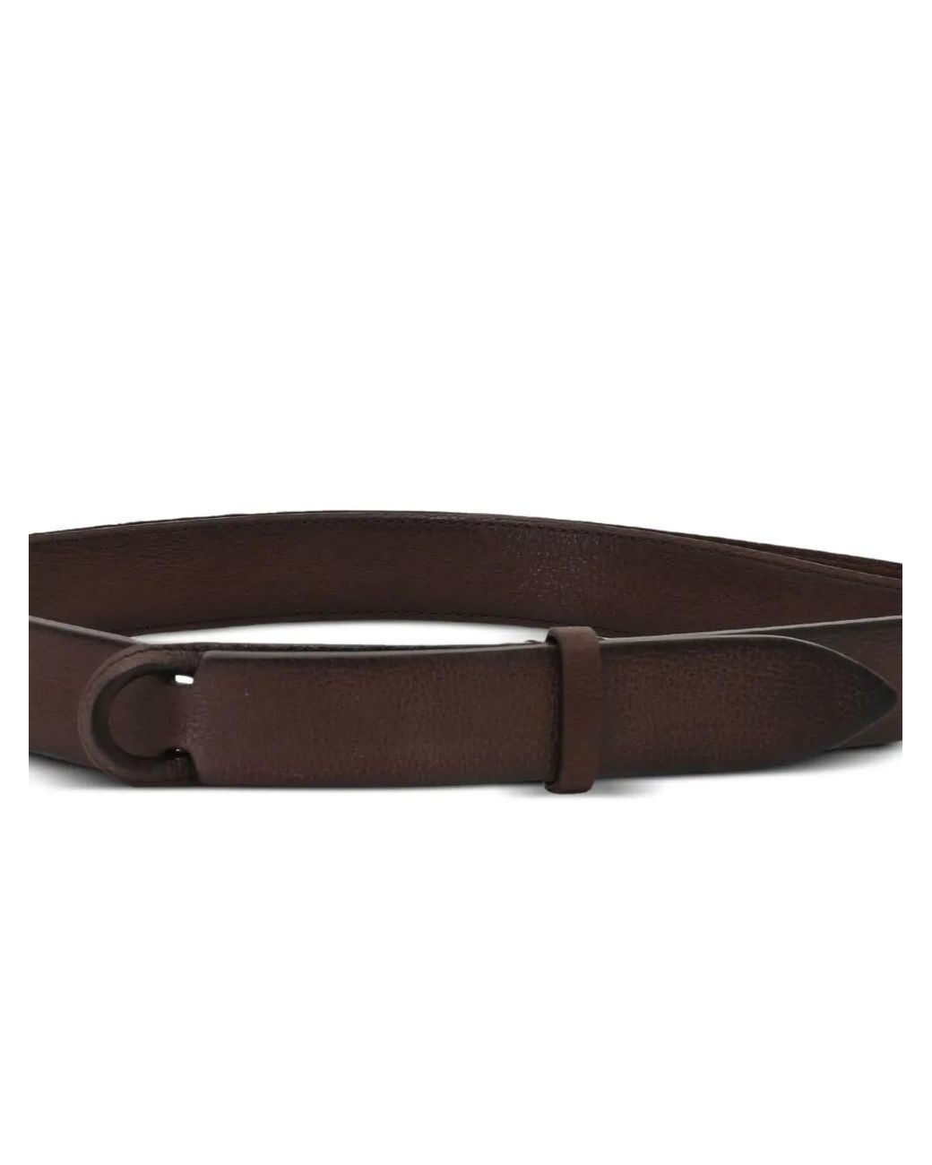 Orciani White Leather Loop-Buckle Belt for men