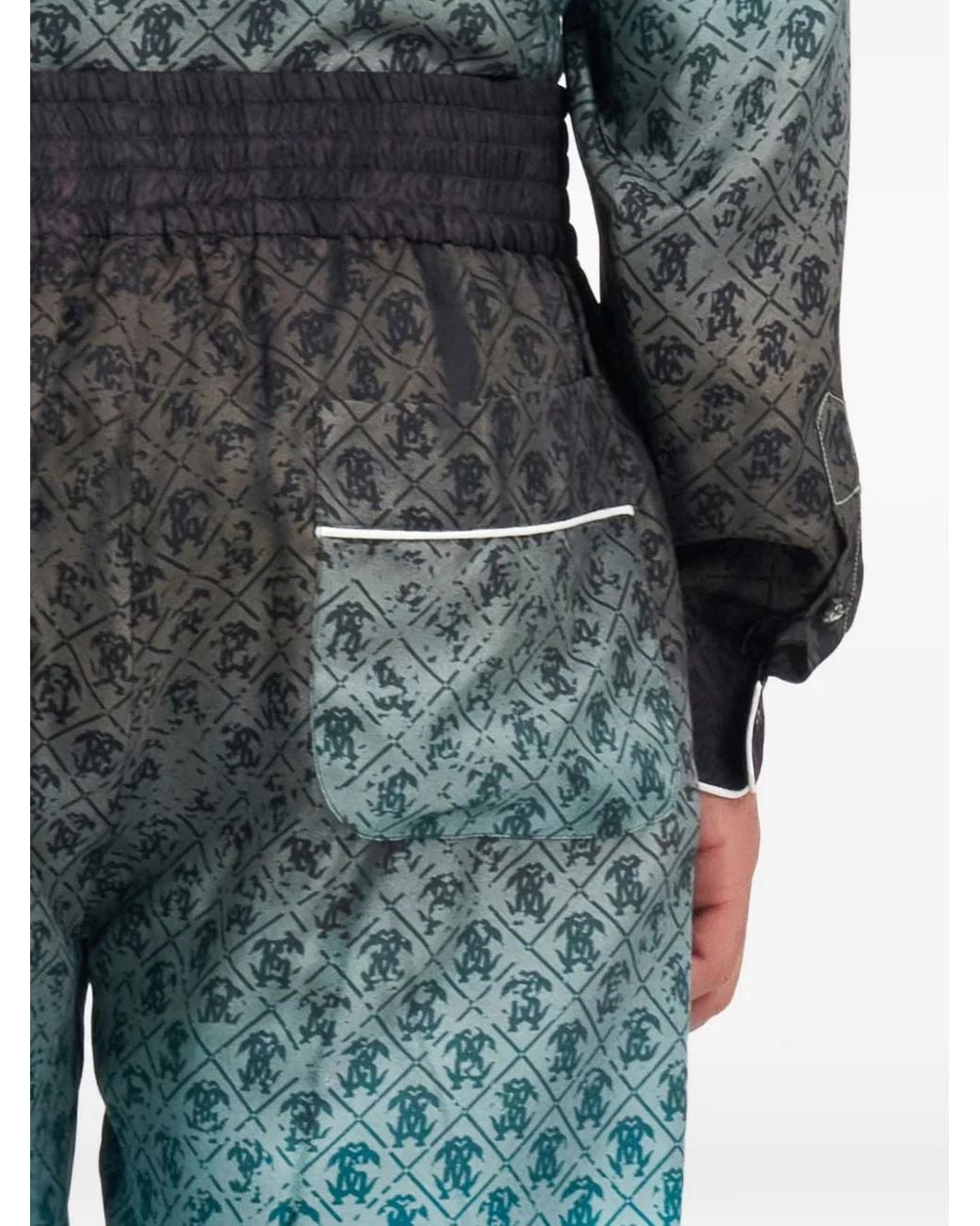 Roberto Cavalli Blue Pantalon À Imprimé Monogrammé Et Effet De Dégradé for men